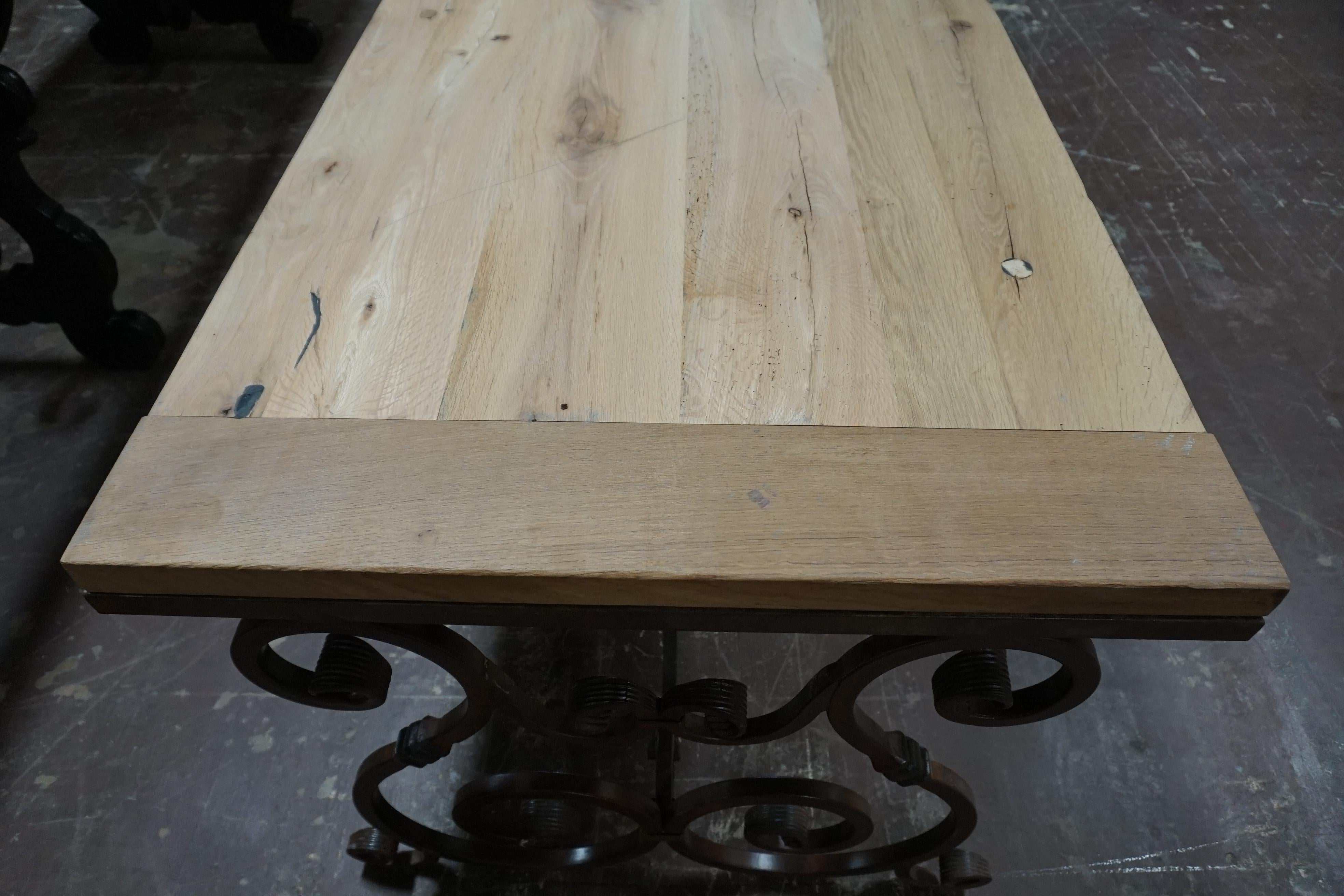 Contemporary Reclaimed White Oak Table with Metal Base