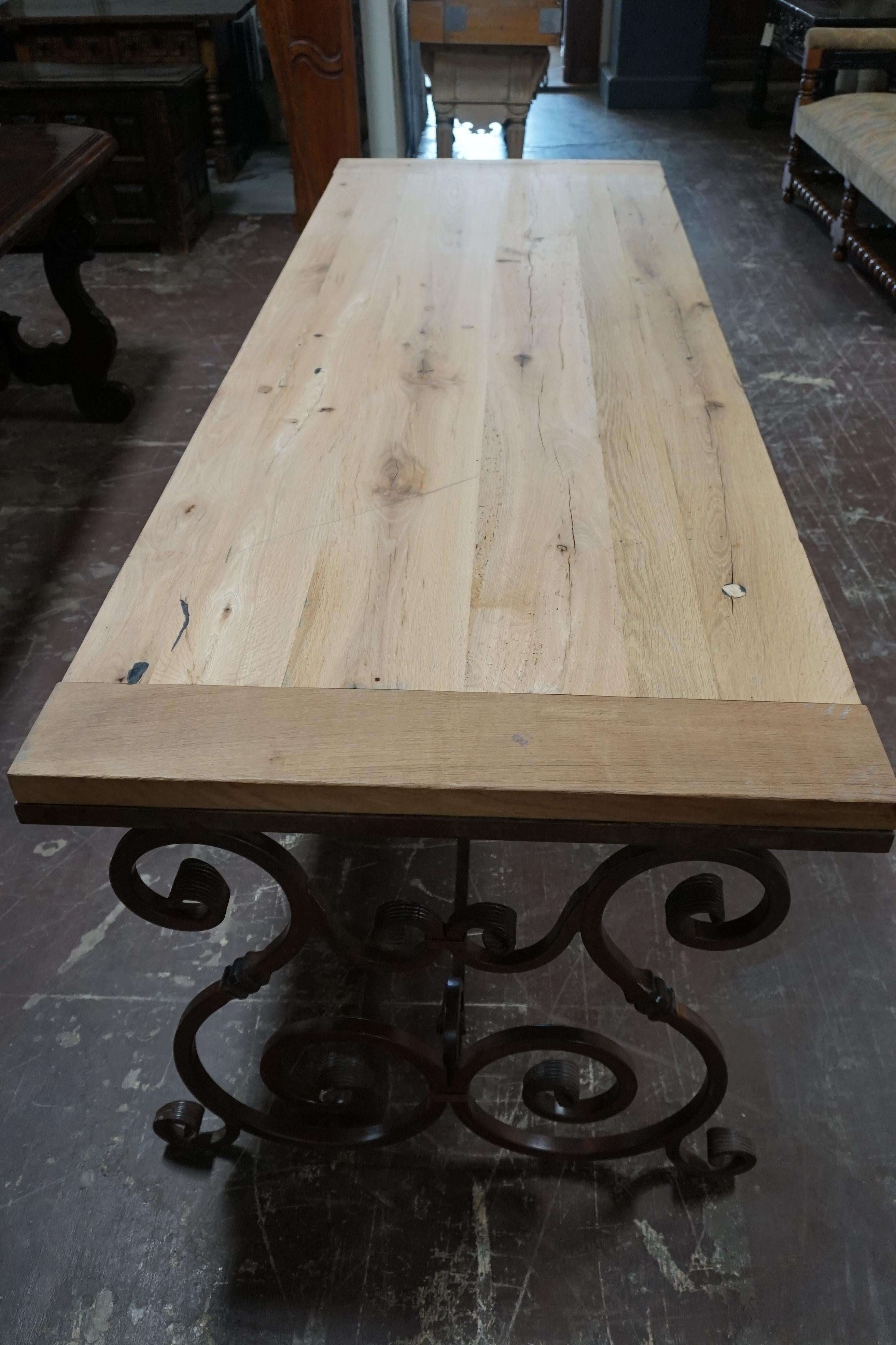 Reclaimed White Oak Table with Metal Base 1