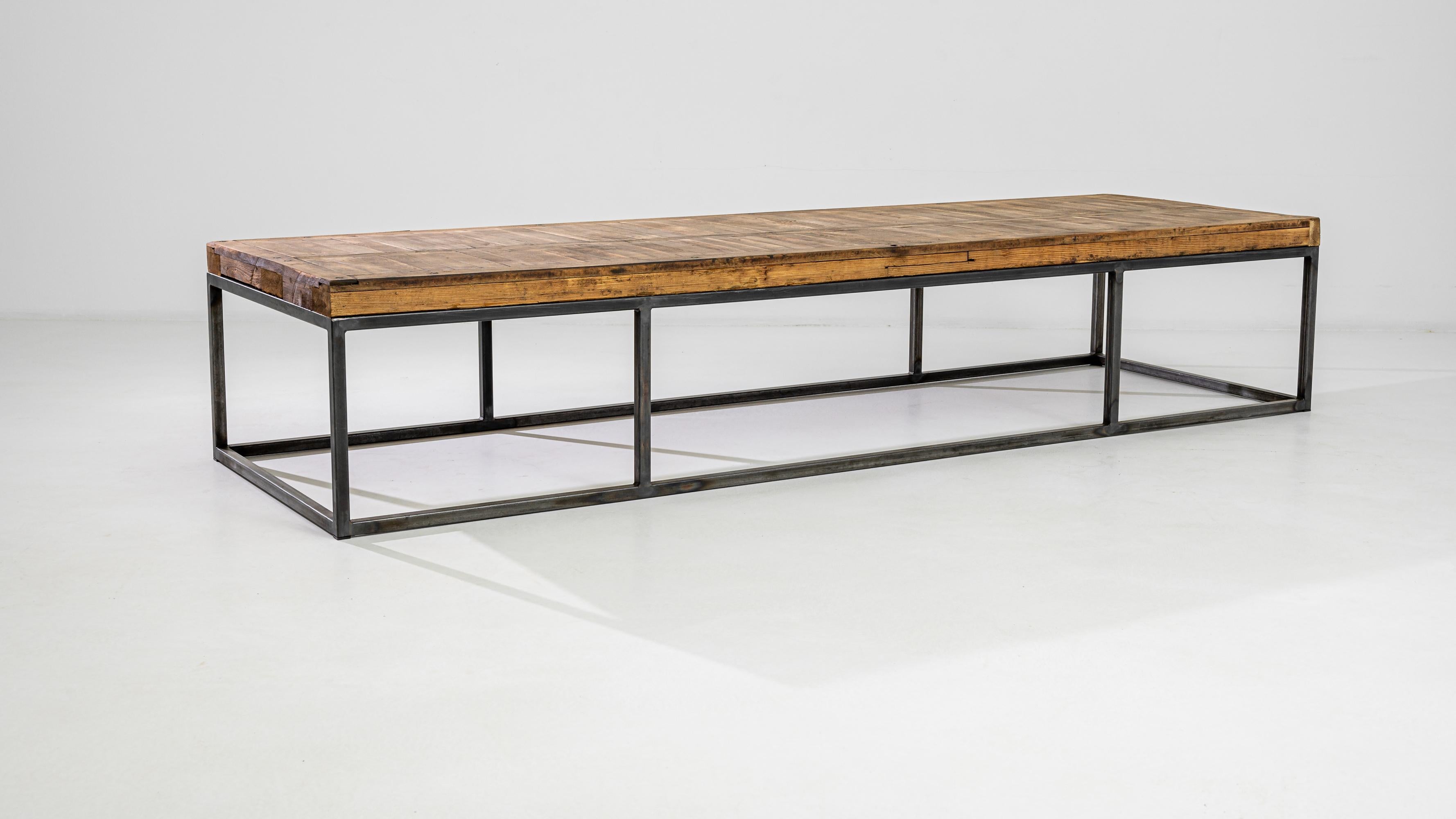 Industrial Reclaimed Wood and Metal Minimal Coffee Table