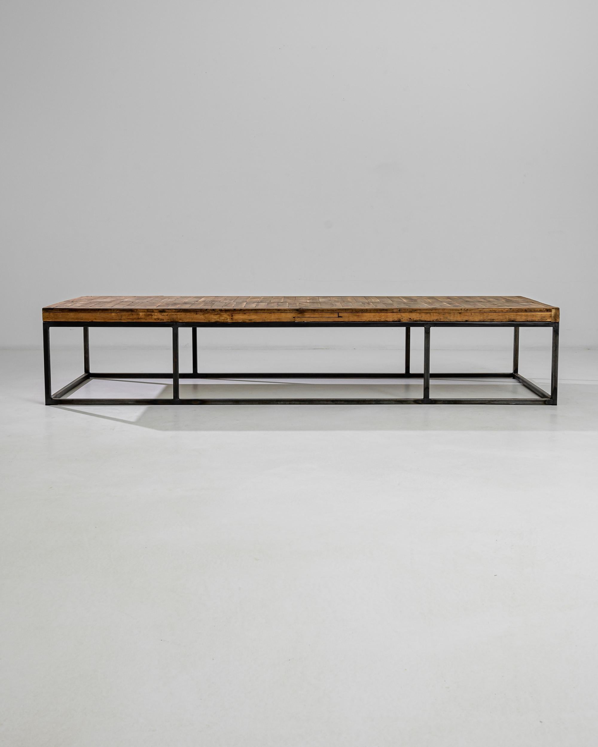 Early 20th Century Reclaimed Wood and Metal Minimal Coffee Table