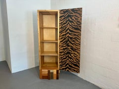 Reclaimed Wood and Velvet Cupboard, Handcrafted by Rafael Calvo