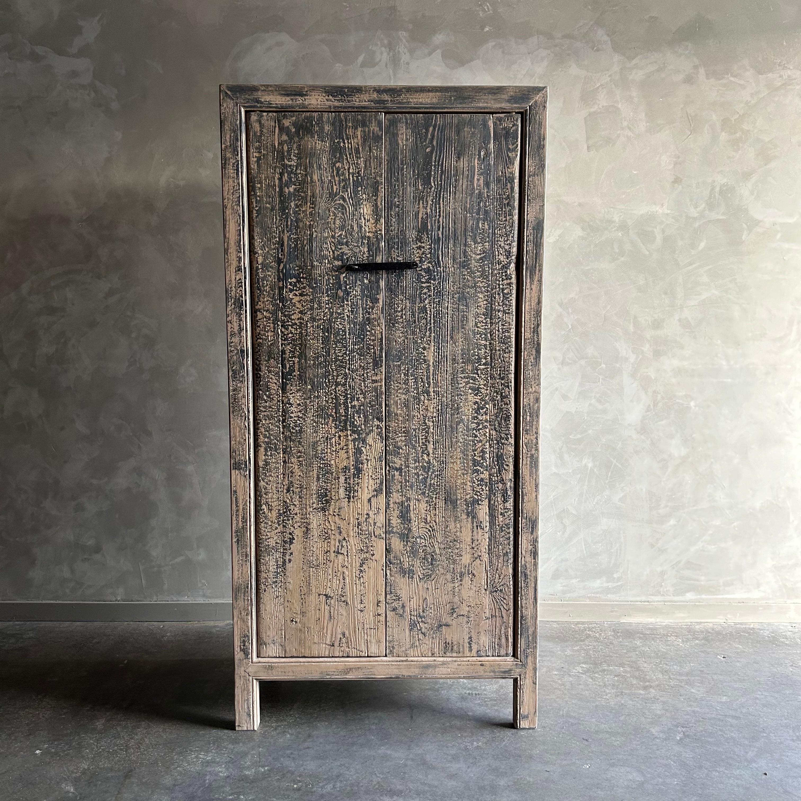 Reclaimed Wood Armoire Cabinet with Iron Hardware For Sale 4