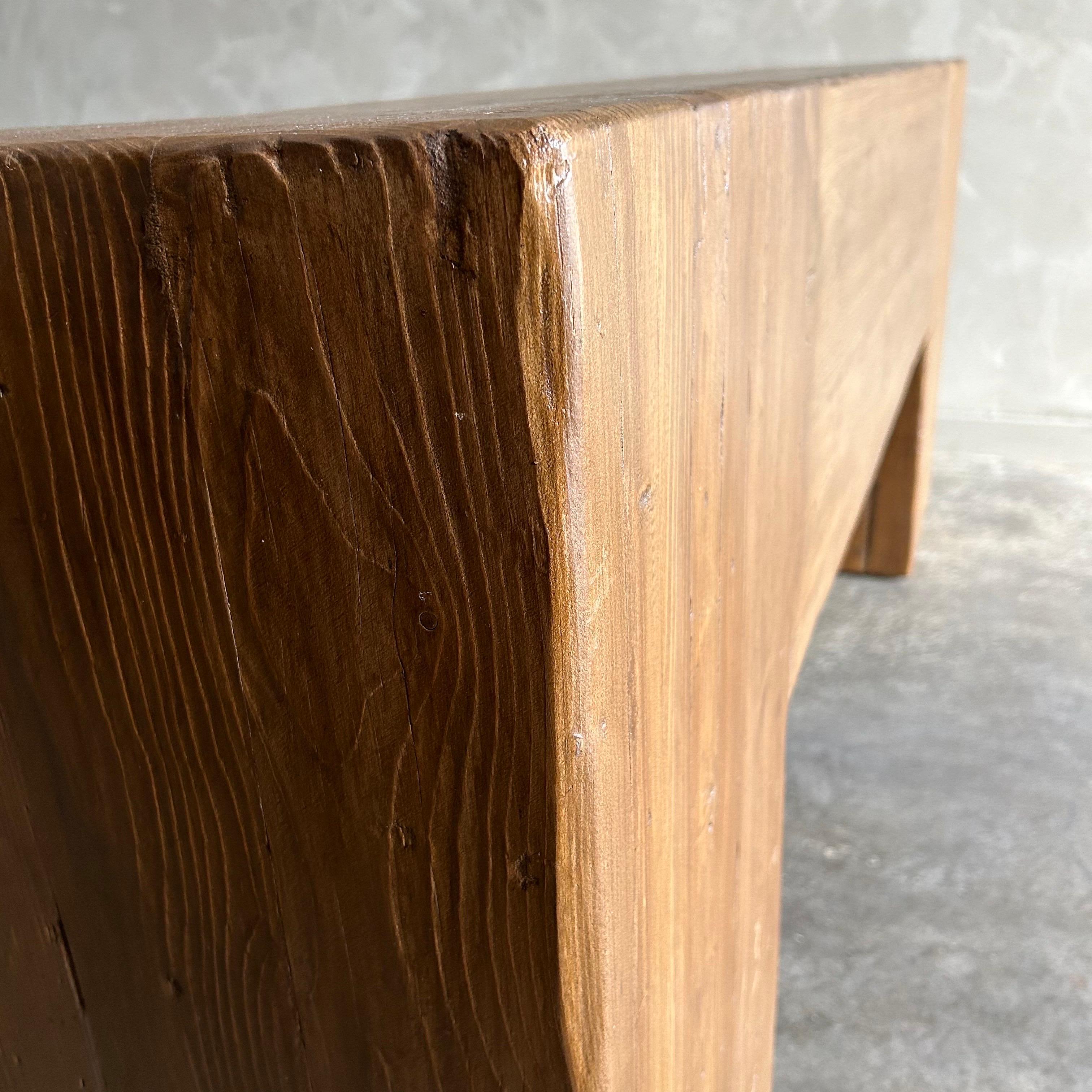 Contemporary Reclaimed Wood Beam Console Table in Walnut Finish For Sale