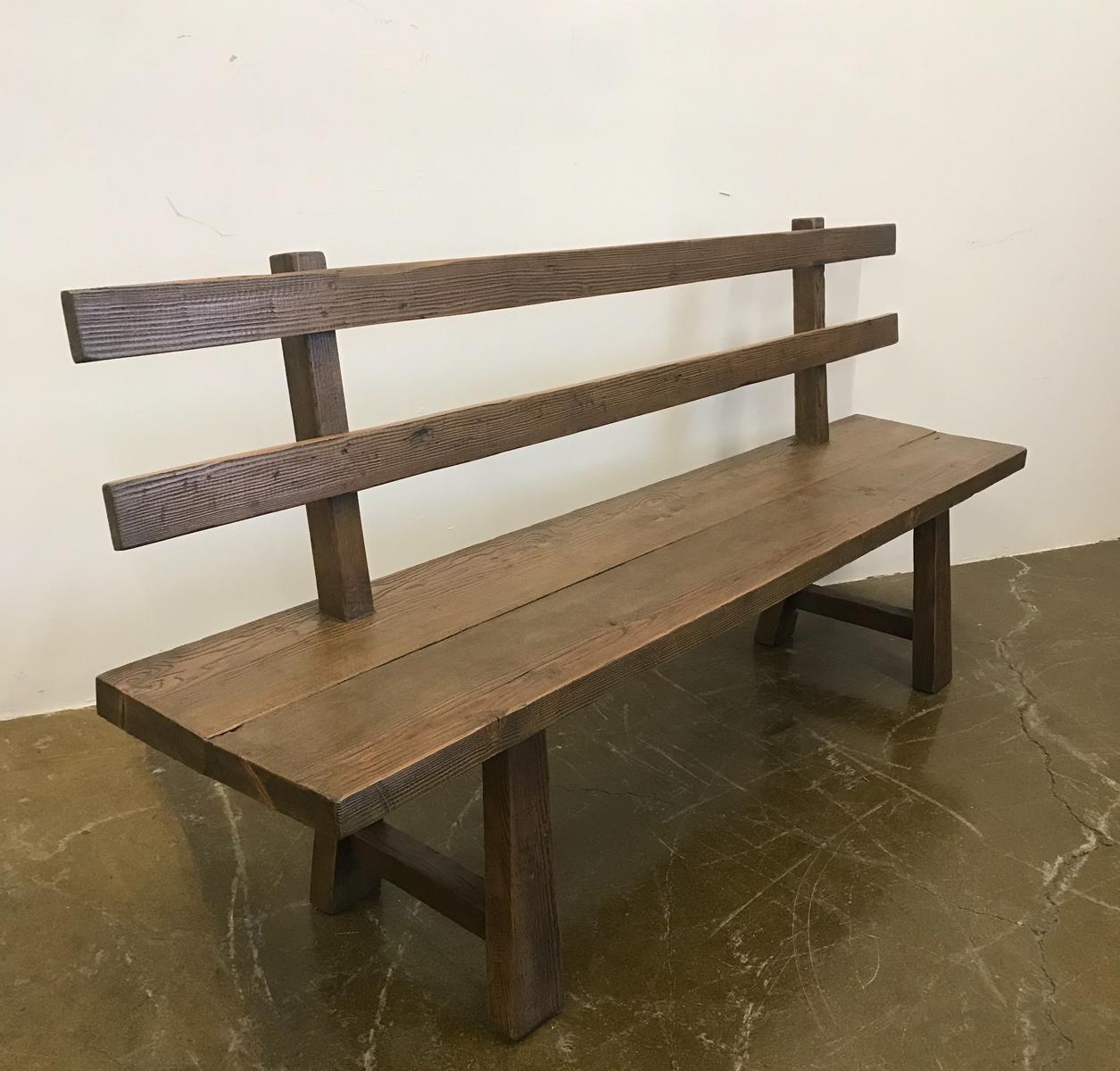 Narrow bench made from reclaimed Douglas fir. Slatted black. Seat depth is 12.5, a perfect bench for a hallway or entry. Natural distress of reclaimed wood. Sturdy!