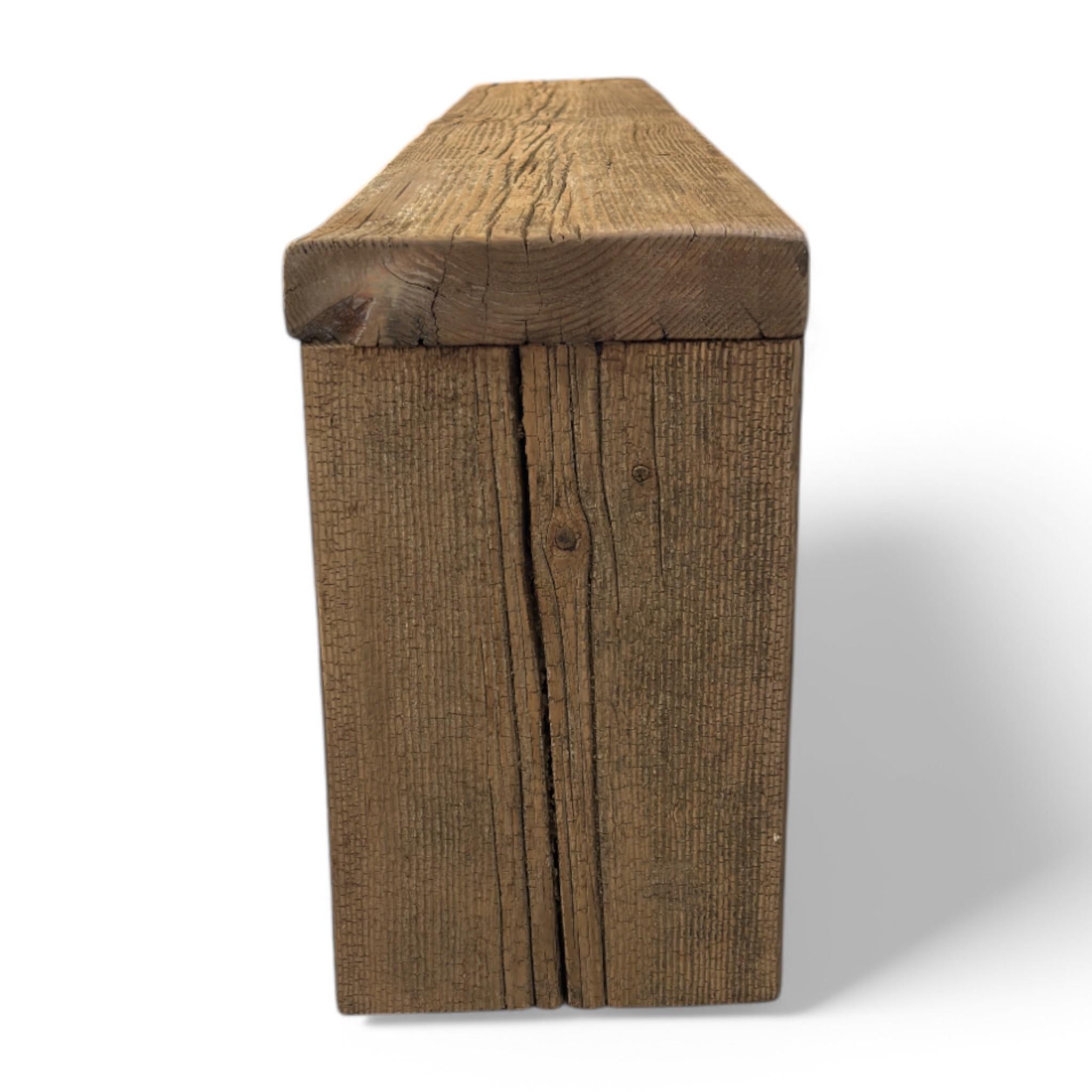 Hand-Crafted Reclaimed Wood Bench For Sale