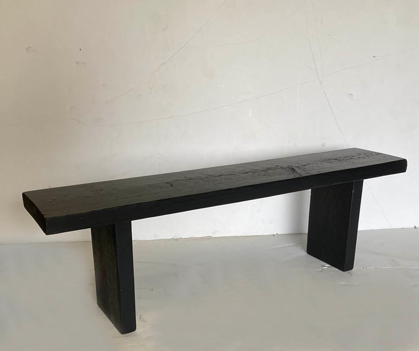 One of a kind bench made in reclaimed Douglas fir in black finish. Perfect for a small entry bench, plant stand or a small coffee table.