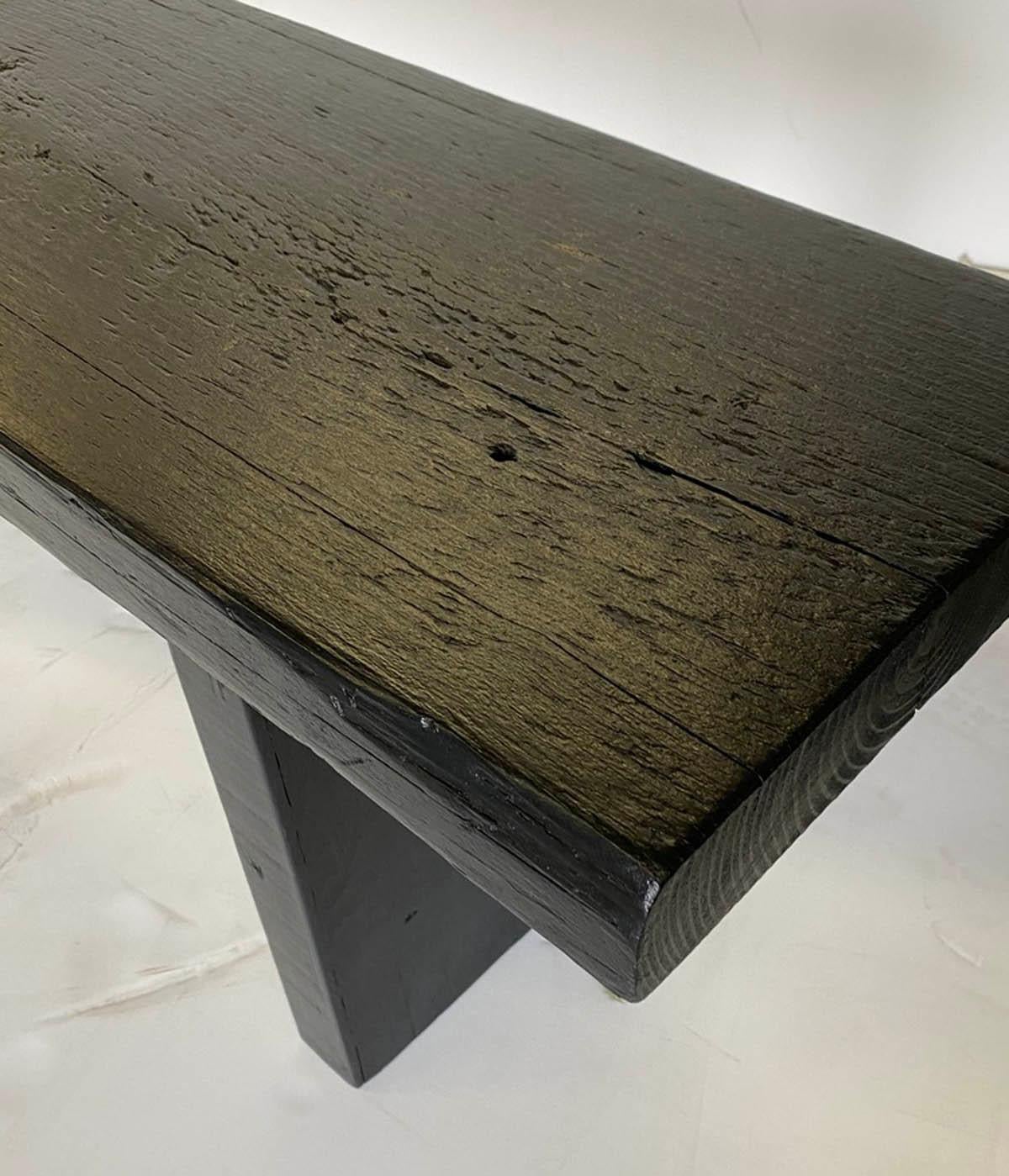 Contemporary Reclaimed Wood Bench in Black Finish