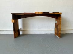 Reclaimed Wood Block Console Table Designed and Handcrafted by Rafael Calvo