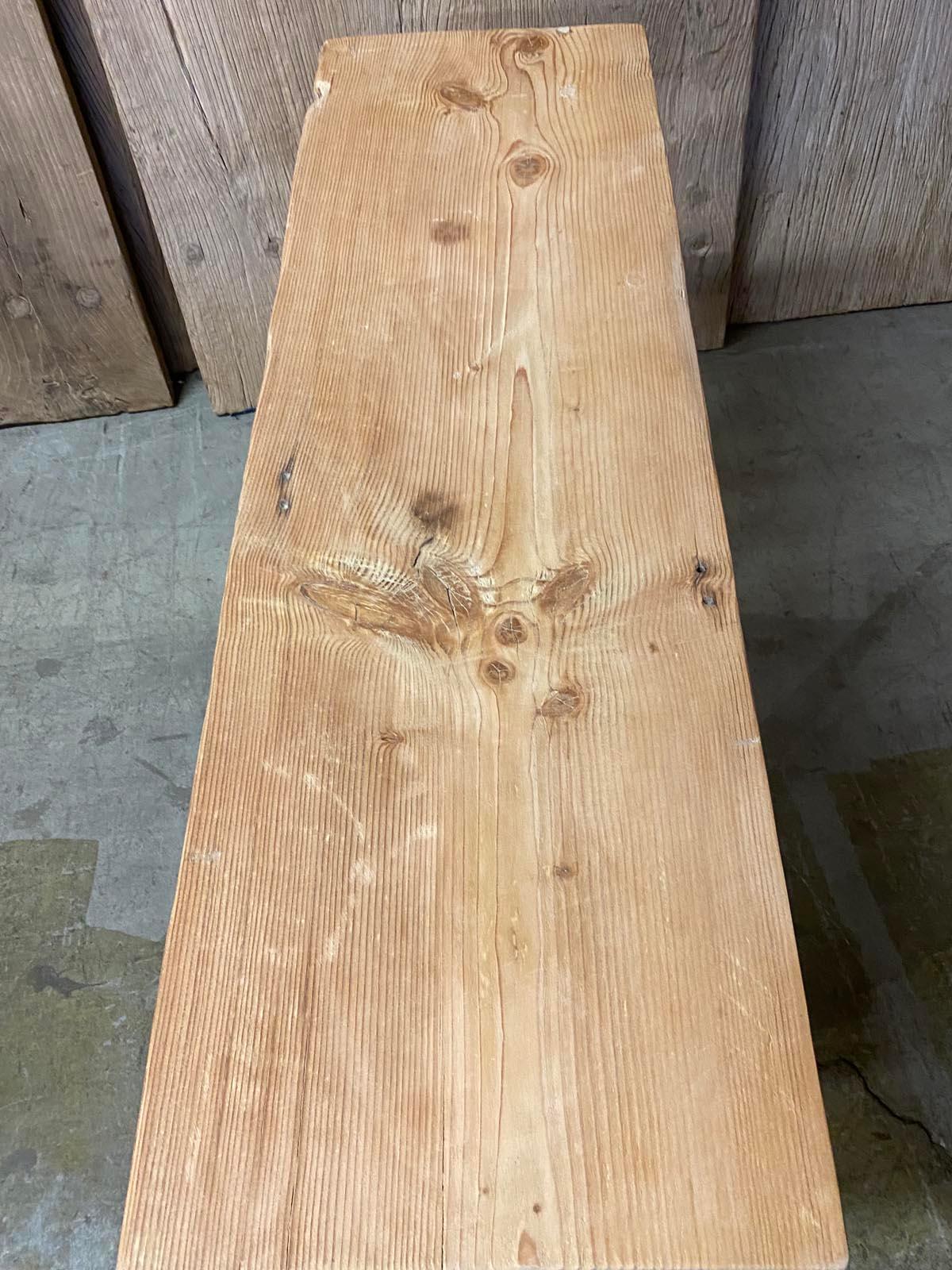 Reclaimed Wood Console in Natural Dead Flat Finish In Fair Condition In Los Angeles, CA