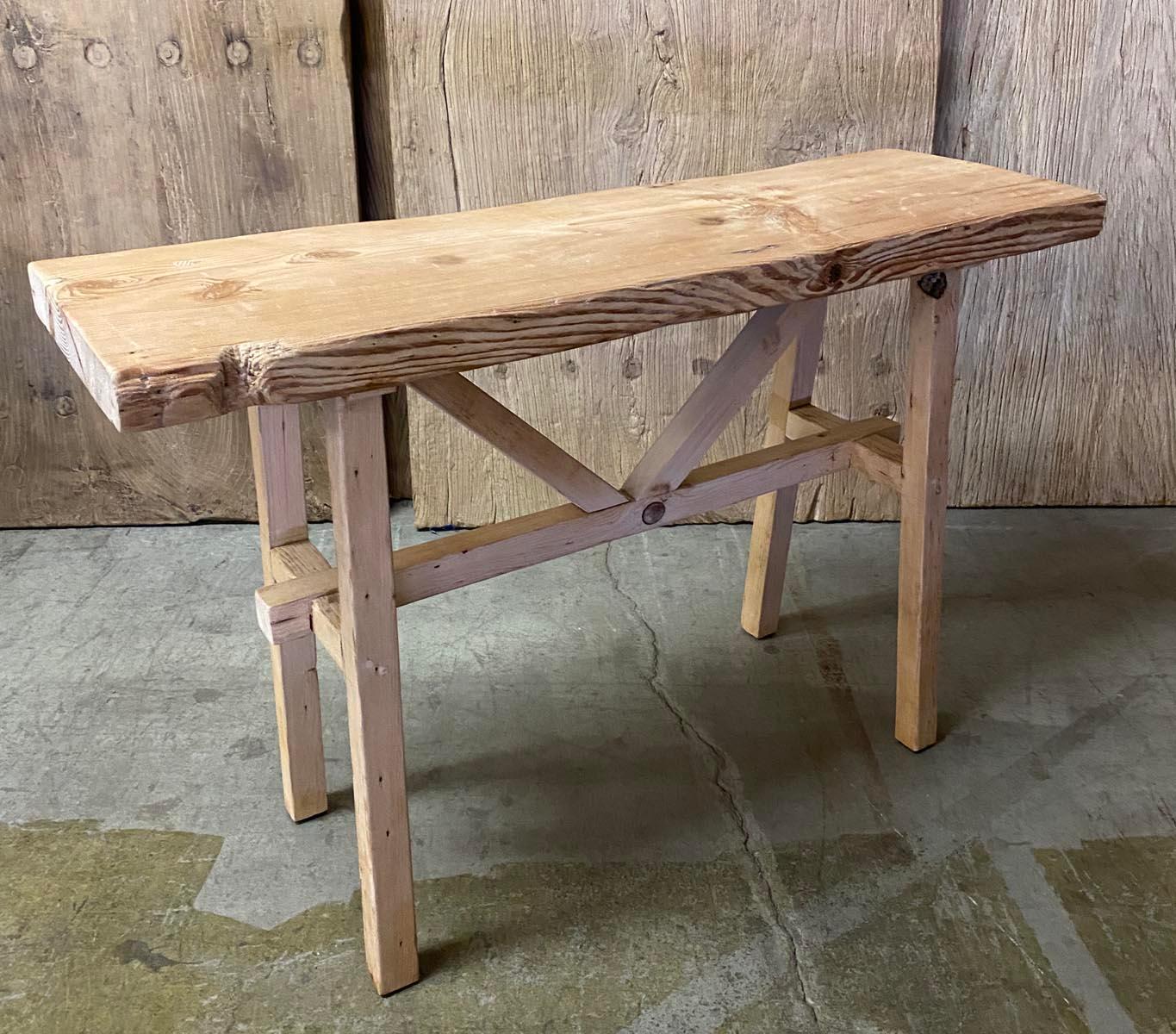 Reclaimed Wood Console in Natural Dead Flat Finish For Sale 2