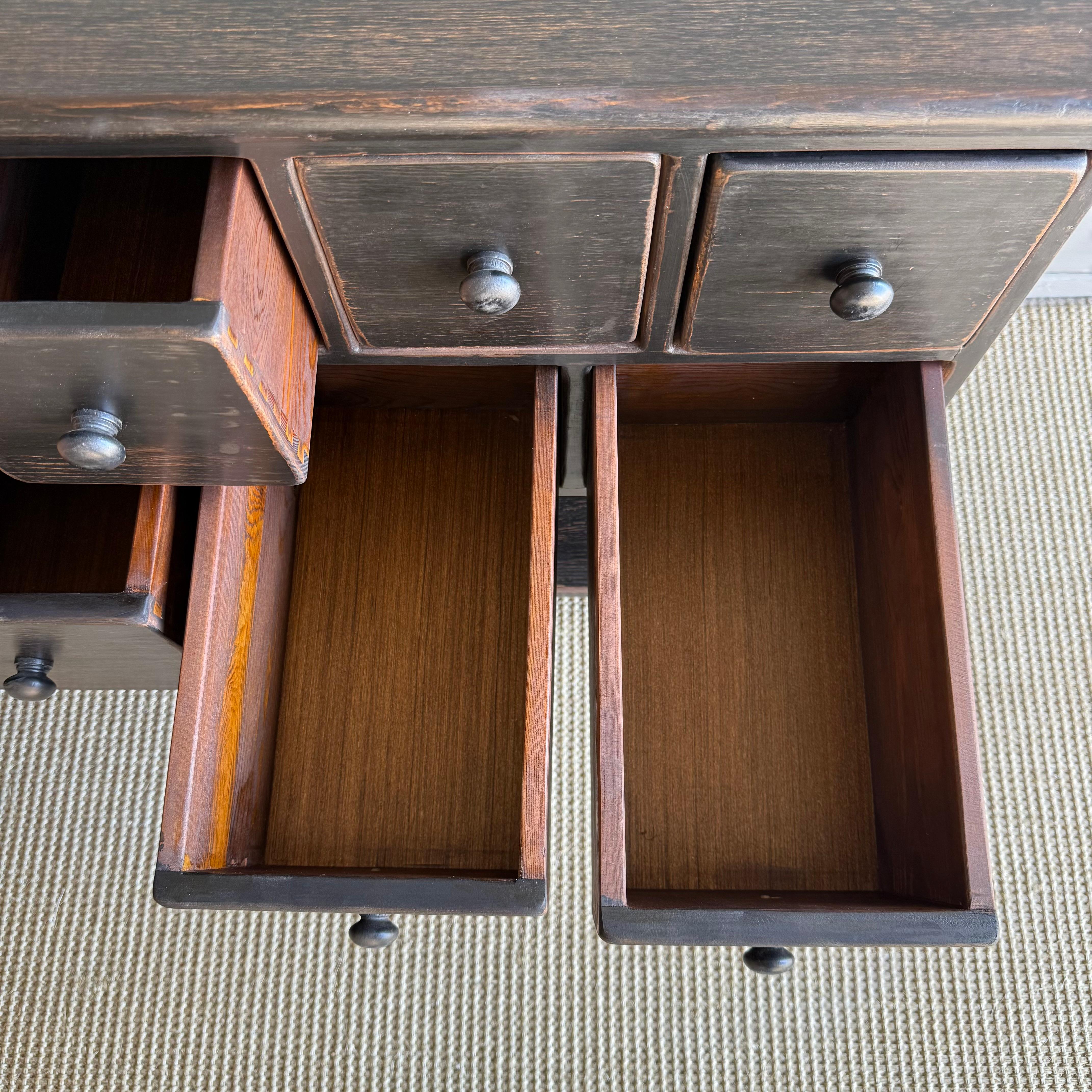 Reclaimed Wood Console Table with 18 Drawers For Sale 5