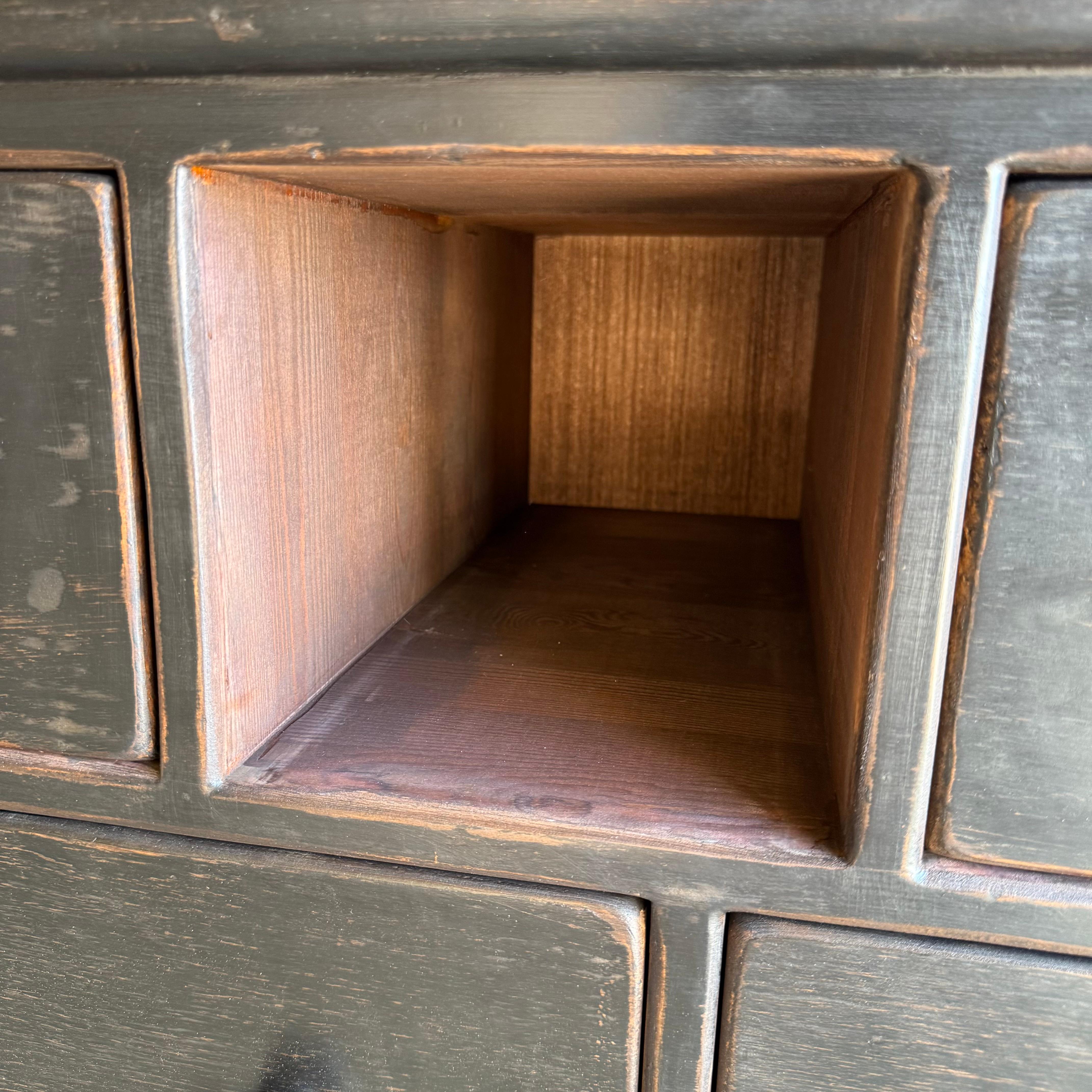 Reclaimed Wood Console Table with 18 Drawers For Sale 6