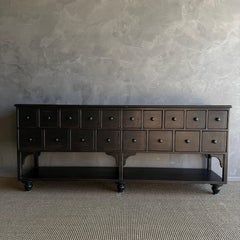 Reclaimed Wood Console Table with 18 Drawers