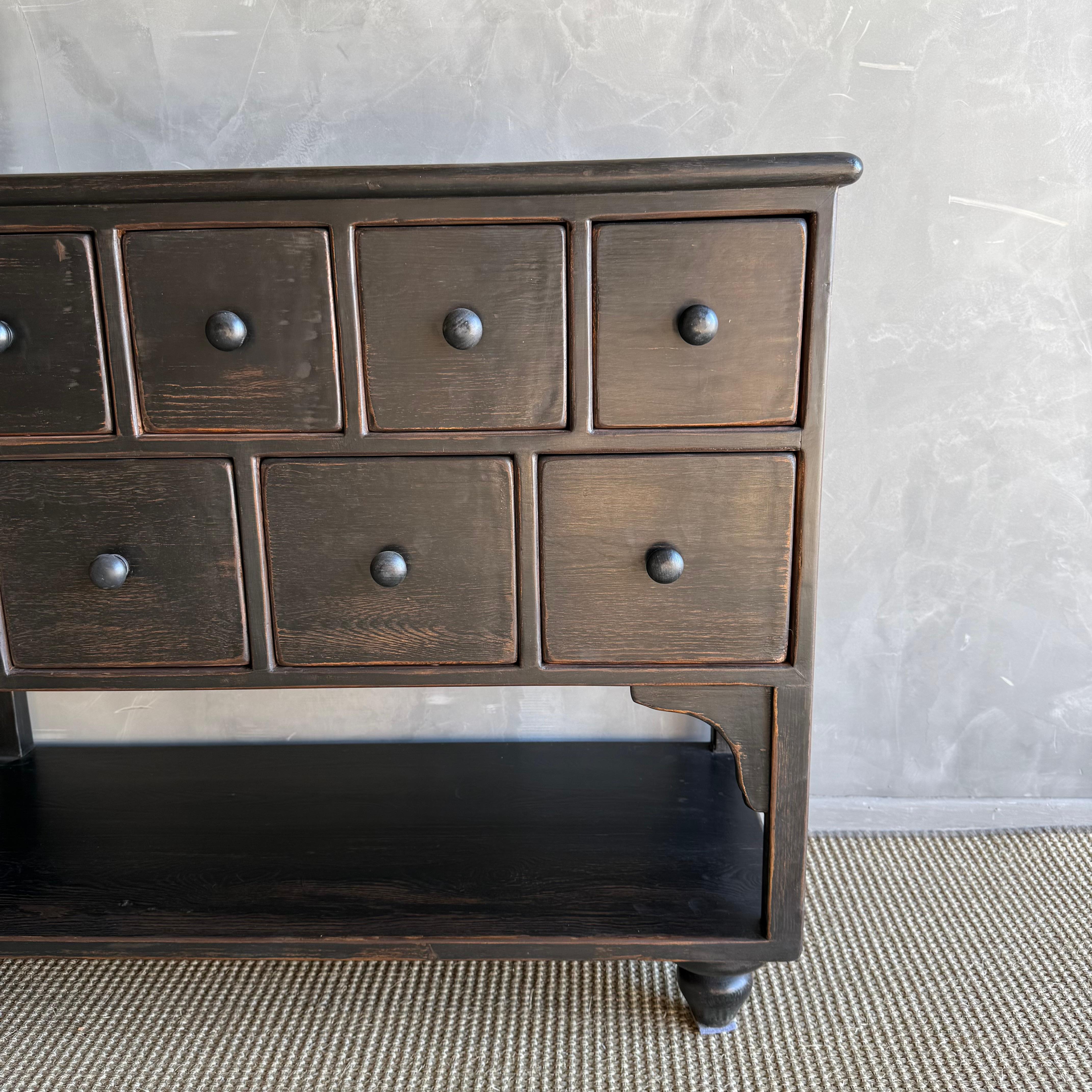Reclaimed Wood Console Table with 18 Drawers In New Condition For Sale In Old Town Orange, CA