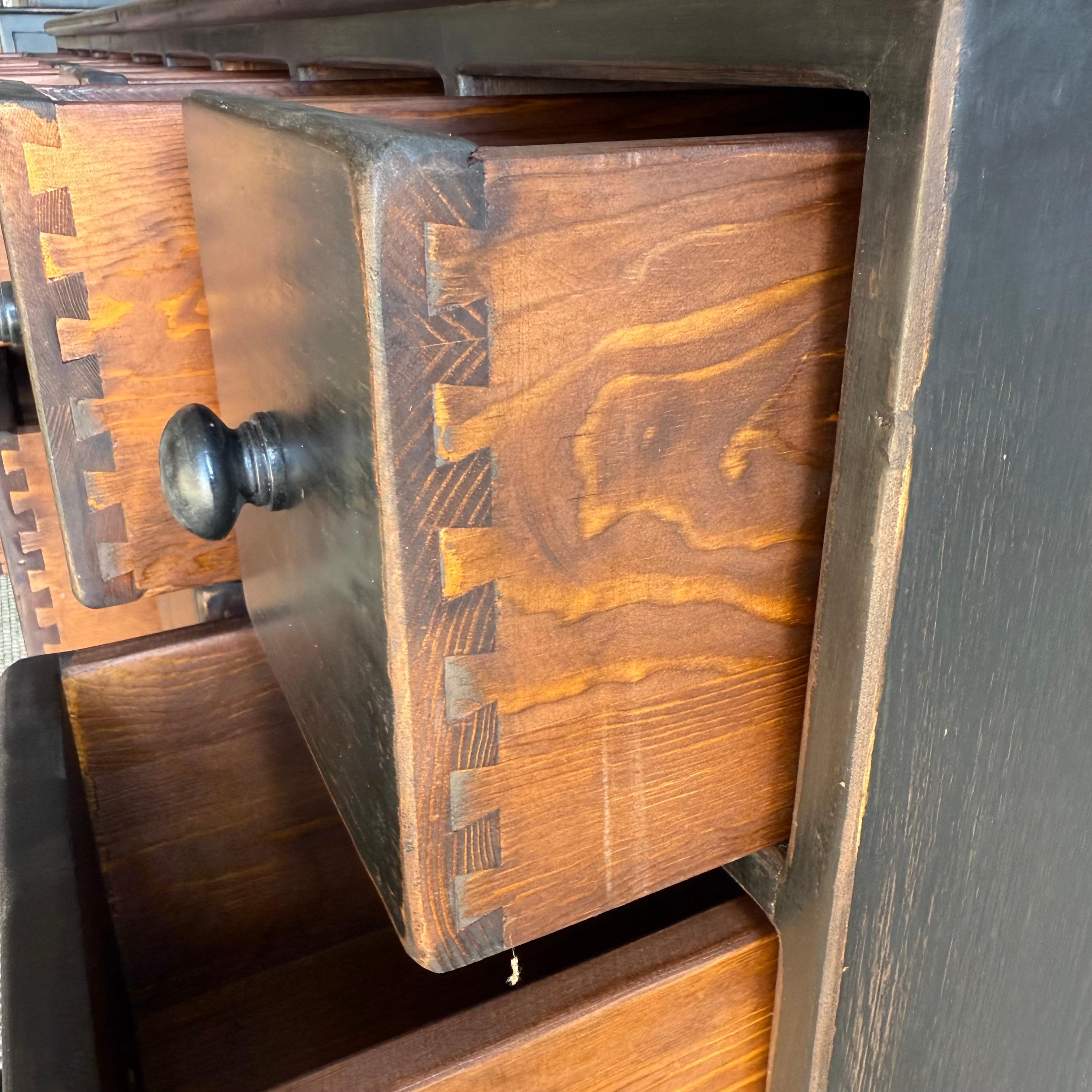 Reclaimed Wood Console Table with 18 Drawers For Sale 4