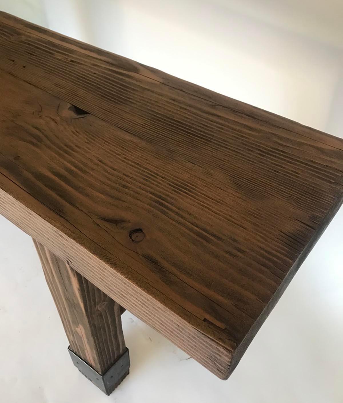 Reclaimed Wood Console with Iron Banding In Good Condition In Los Angeles, CA