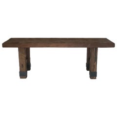 Reclaimed Wood Console with Iron Banding