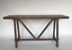 Reclaimed Wood Console with V Stretcher