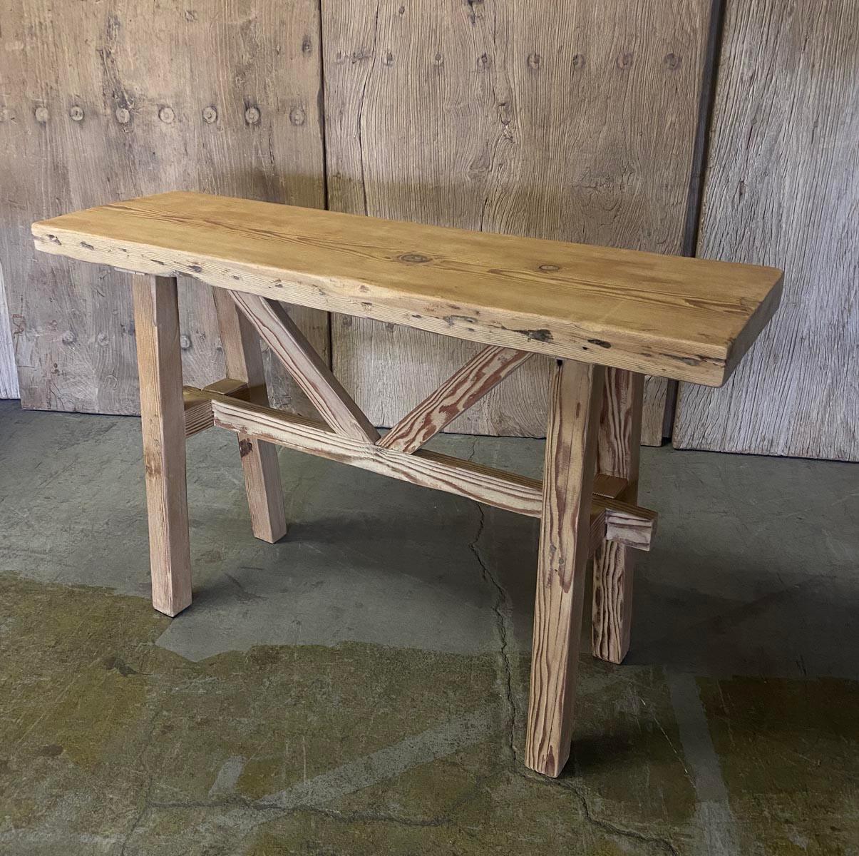 American Reclaimed Wood Console with V Stretcher