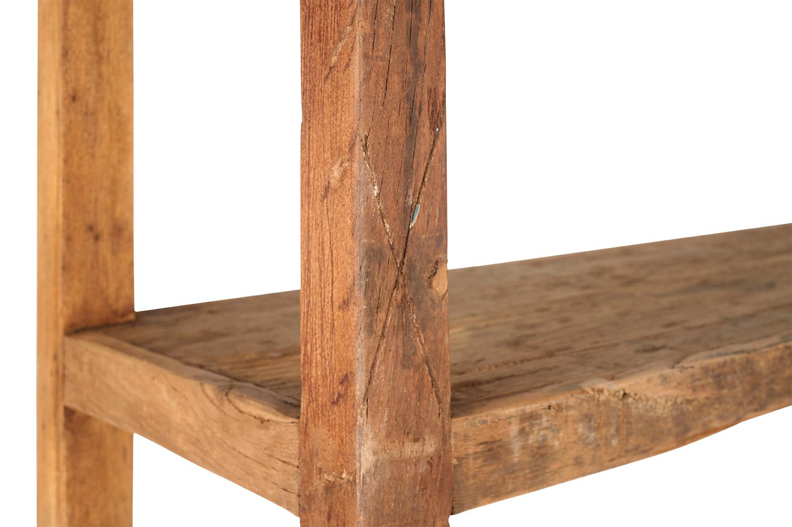 Legno Etagere in Wood recuperato su rotelle in vendita