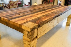 Reclaimed Wood Gilt Block Dining Table, Design and Handcrafted by Rafael Calvo