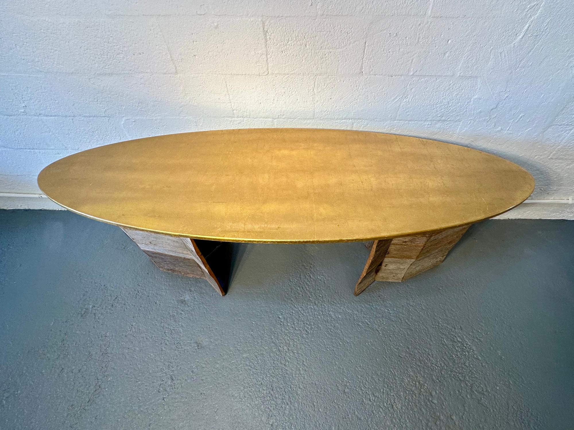 American Reclaimed Wood Golden Desk, Designed and Handcrafted by Rafael Calvo For Sale
