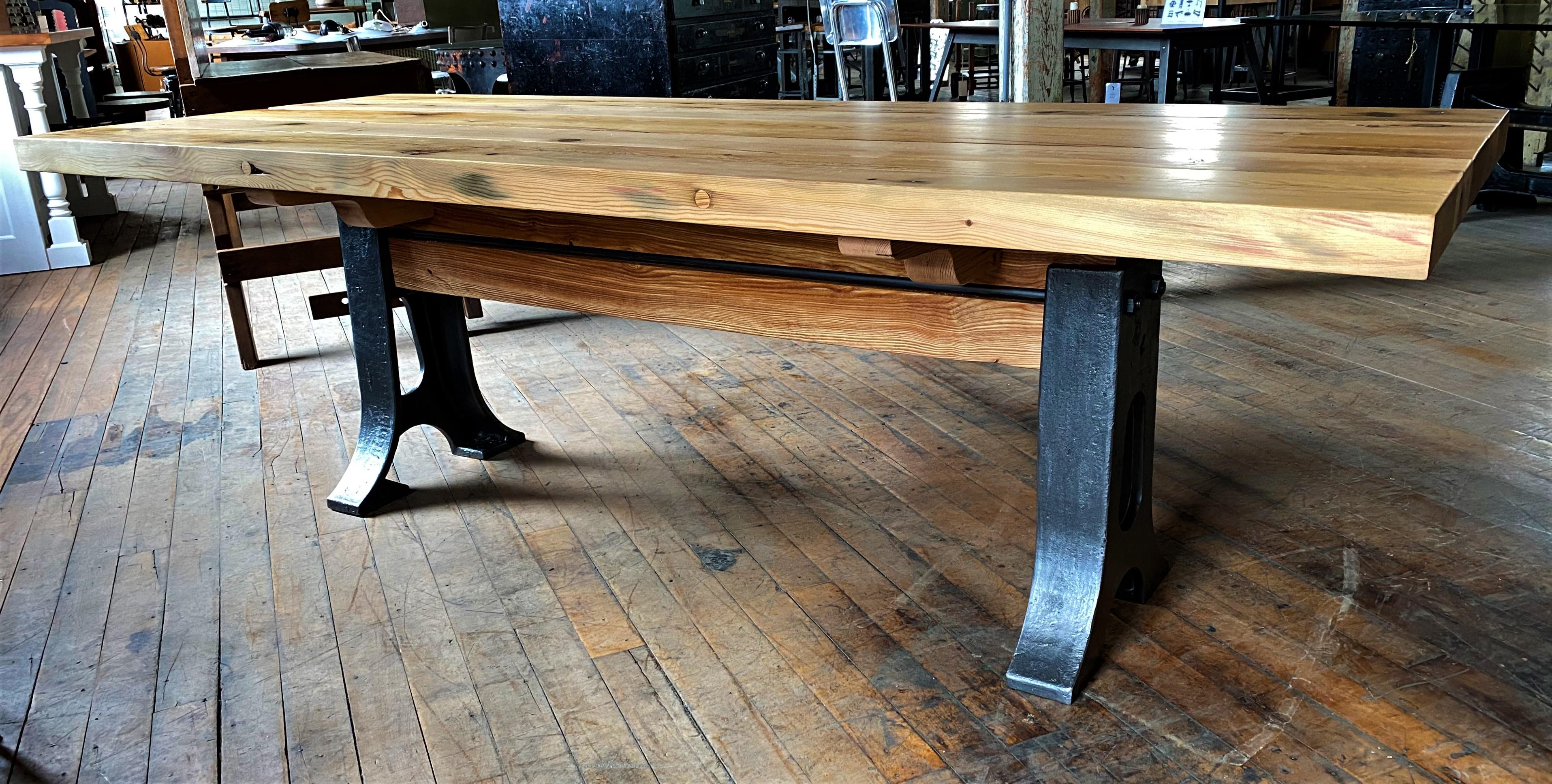 Vintage industrial dining table
Designed & built by get back, Inc. using reclaimed wood and vintage industrial cast iron legs
Overall dimensions: 36