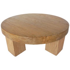 Reclaimed Wood Low Round Coffee Table by Dos Gallos Studio