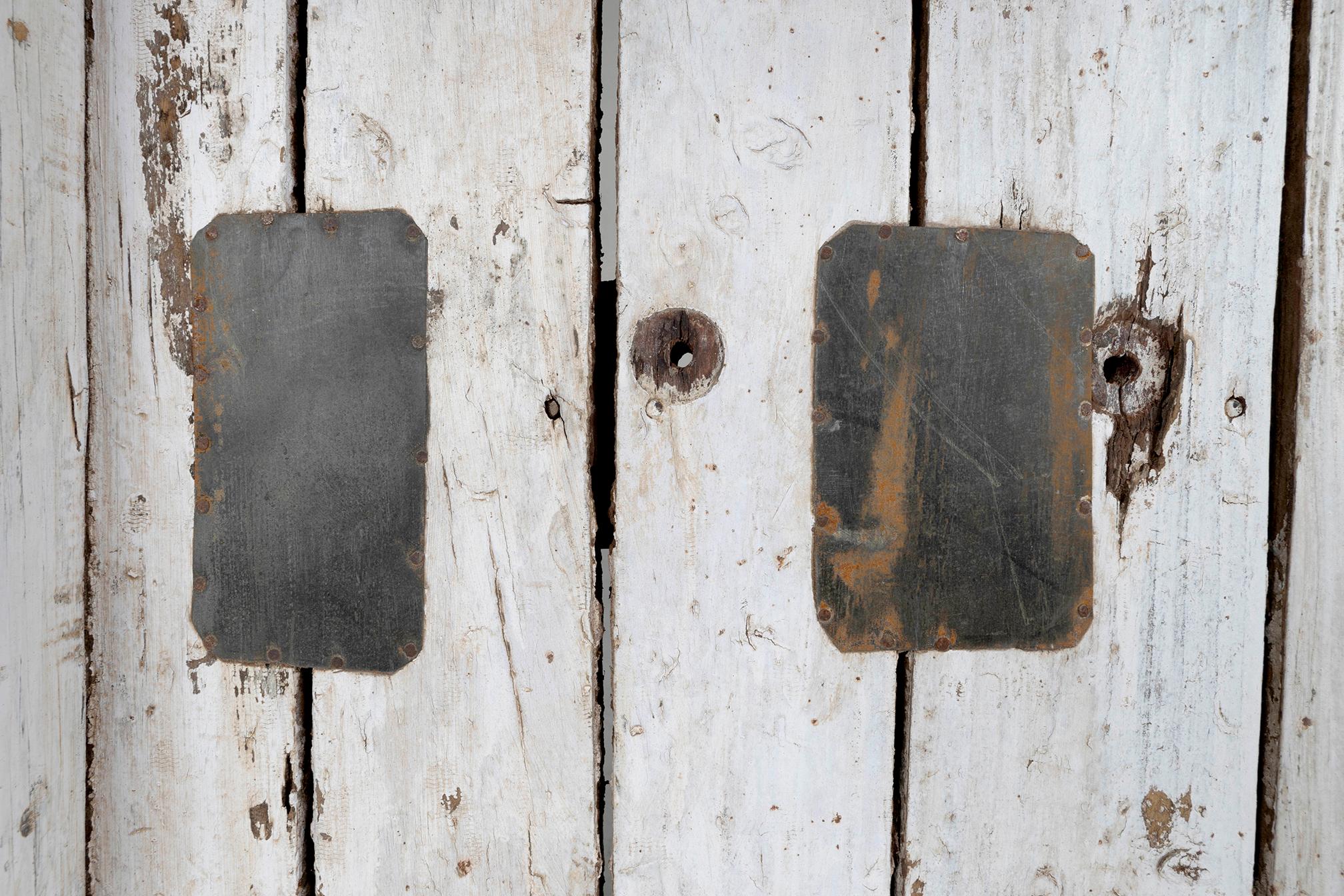 Reclaimed Wood Panel in Original White Paint Patina In Good Condition For Sale In Dallas, TX