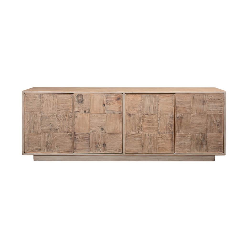 In stone gray, seamlessly combines sustainability with sleek design. Each door panel, crafted from reclaimed pine, showcases a mosaic of weathered grain patterns, hinting at a storied past and a commitment to eco-friendly practices.

The natural