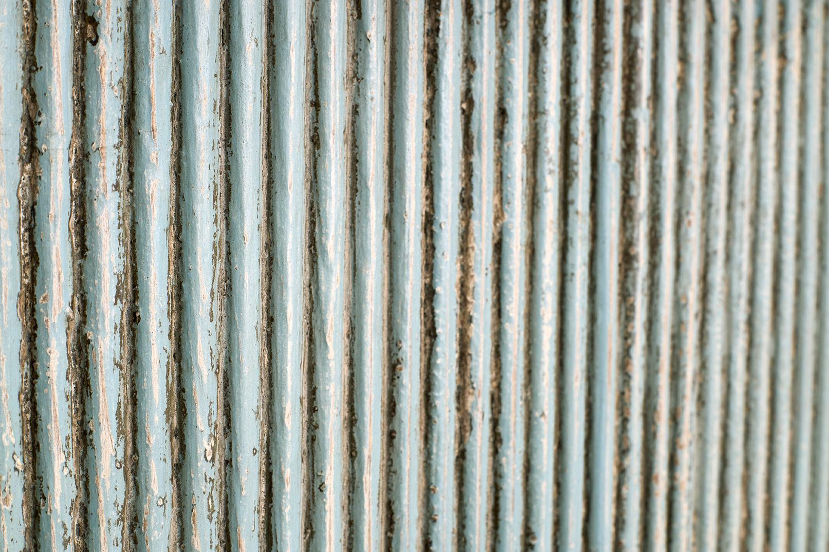 Reclaimed Wood Reeded Armoire in Original Paint Patina For Sale 1