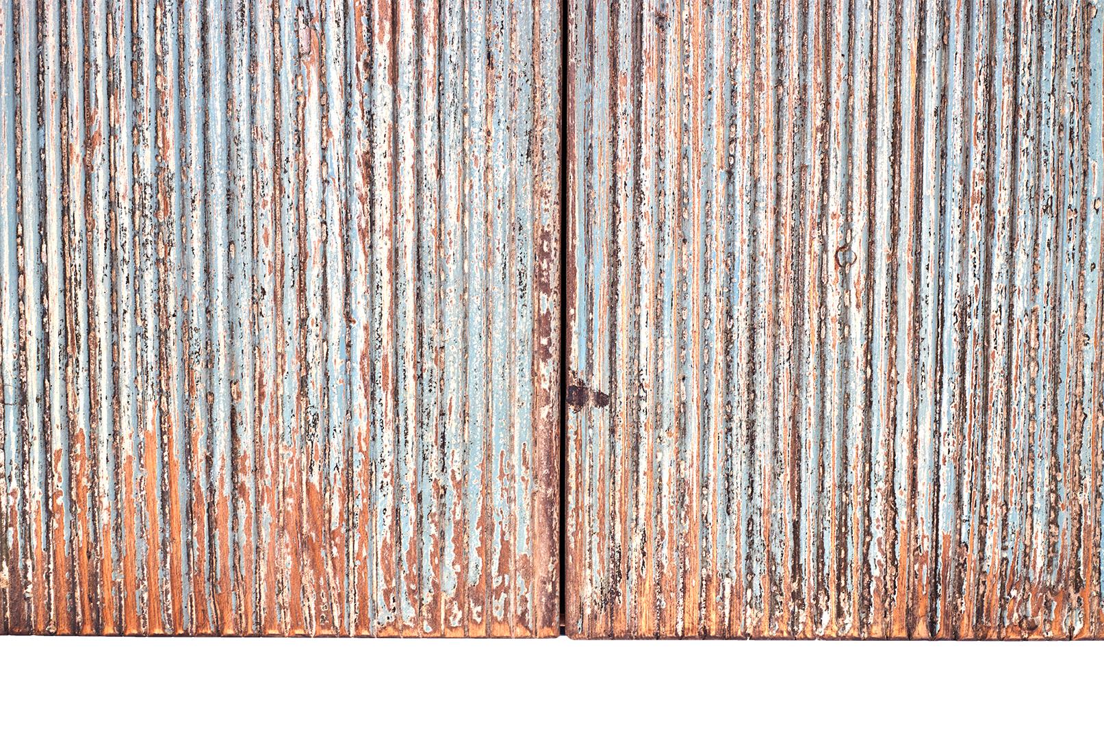 Reclaimed Wood Reeded Armoire in Original Paint Patina For Sale 2