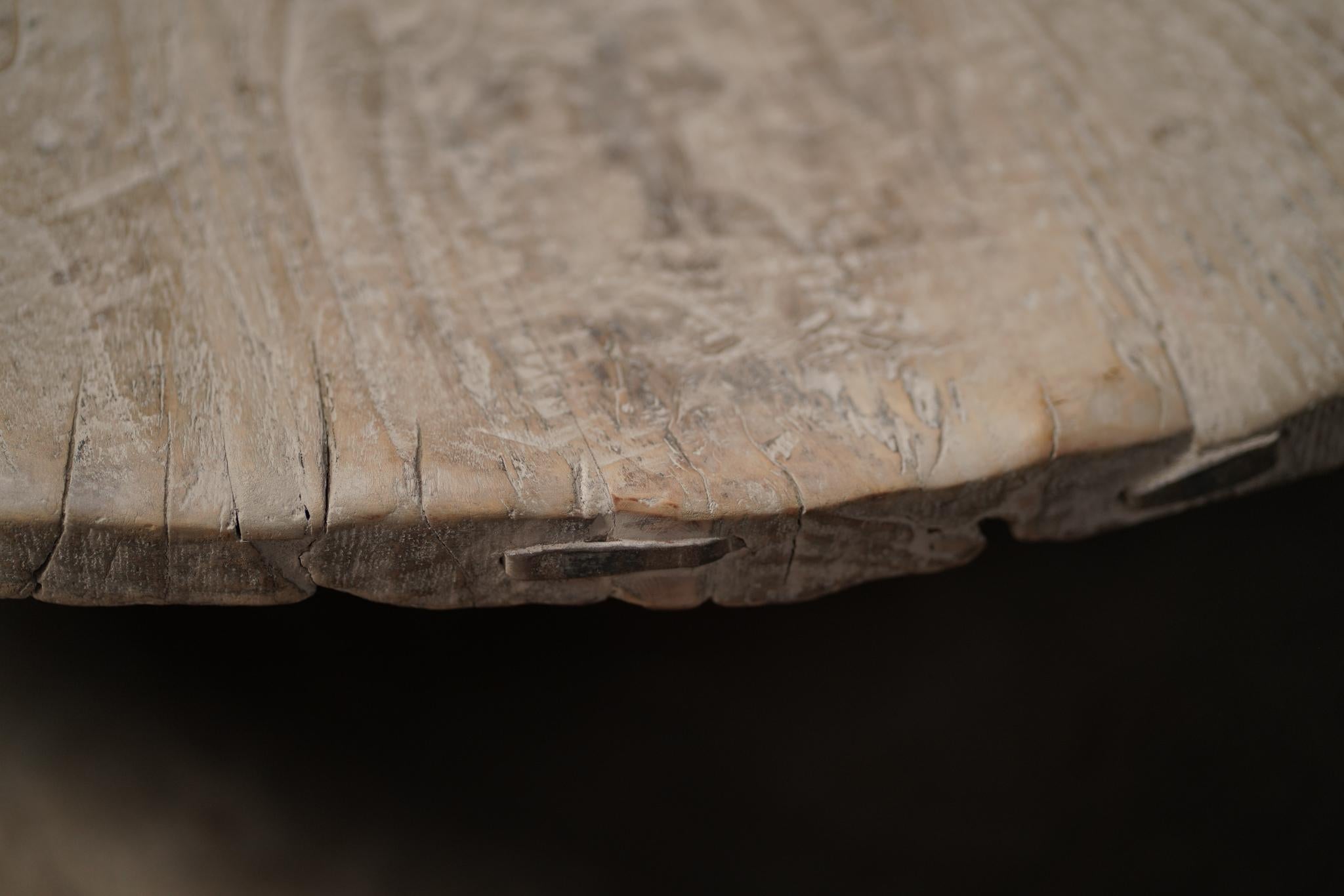 Giapponese Tavolino da caffè rotondo in Wood Reclaimed Wood in vendita