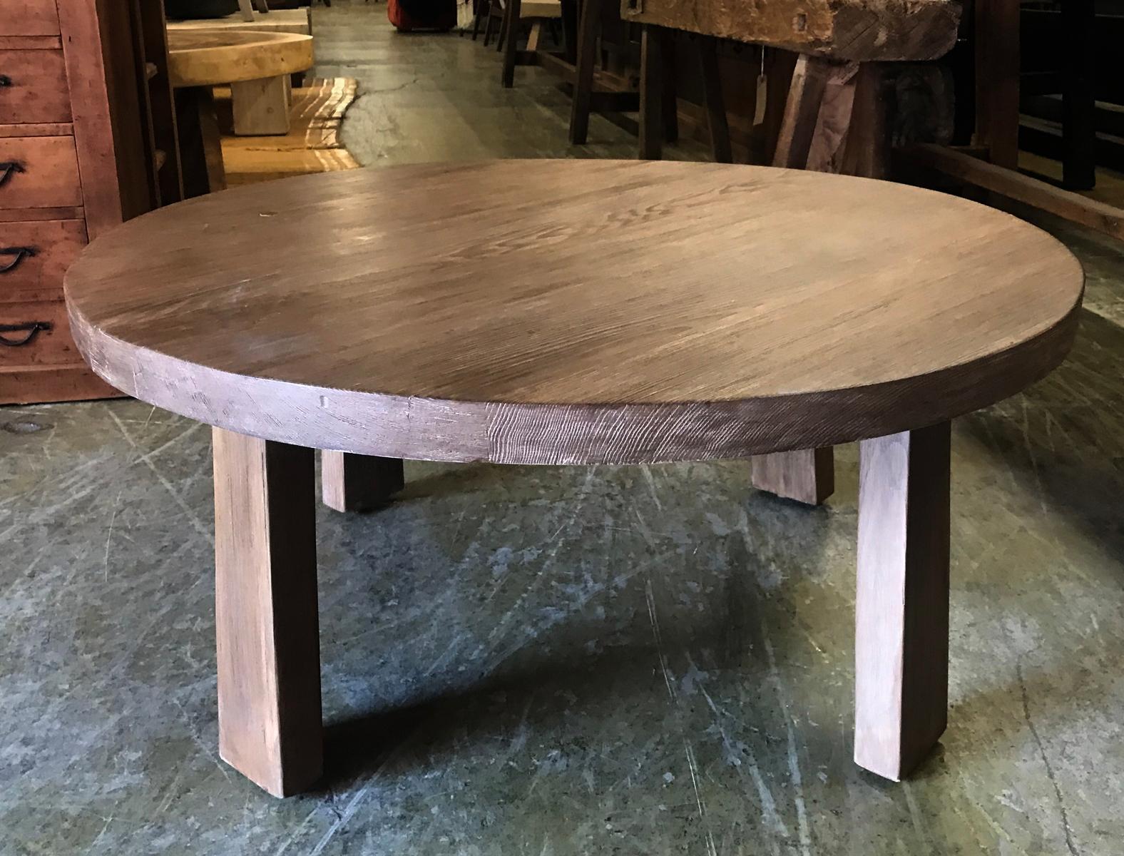 Rustic Reclaimed Wood Round Coffee Table