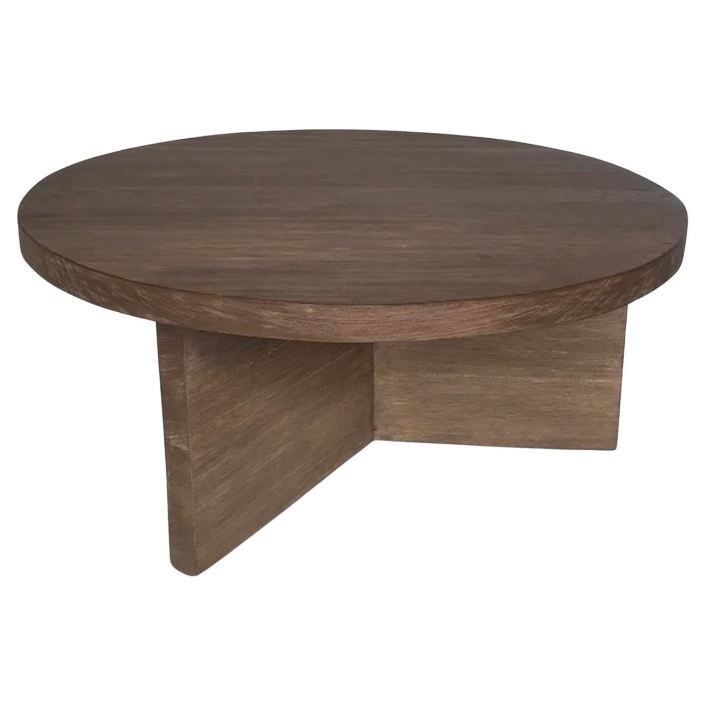 Custom Reclaimed Wood Rustic Chunky Round Coffee Table For Sale at 1stDibs