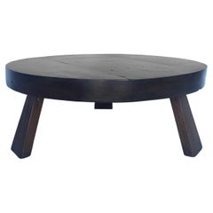 Reclaimed Wood Round Coffee Table with Three Legs