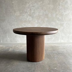 Table de salle à manger à base de roseaux en bois récupéré, finition noyer foncé