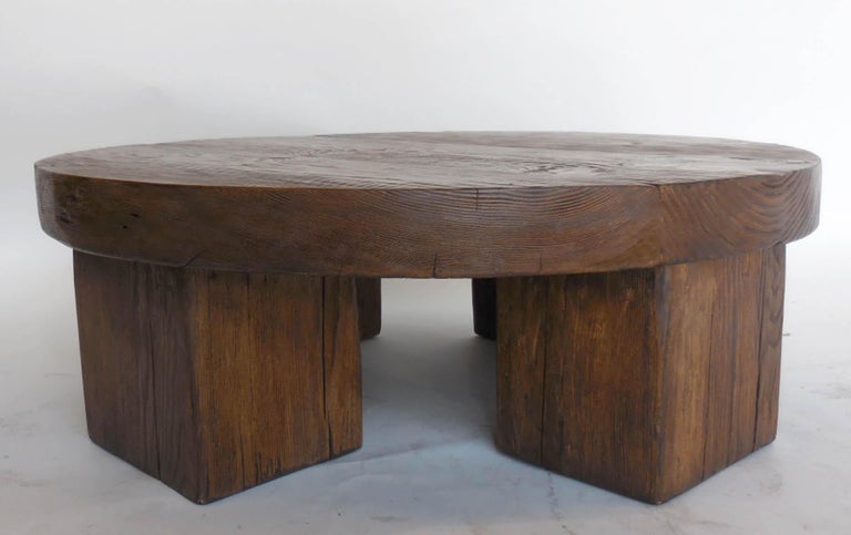 Custom Reclaimed Wood Rustic Chunky Round Coffee Table At 1stdibs Custom Reclaimed Wood Rustic Chunky, Chunky Round Wood Coffee Table