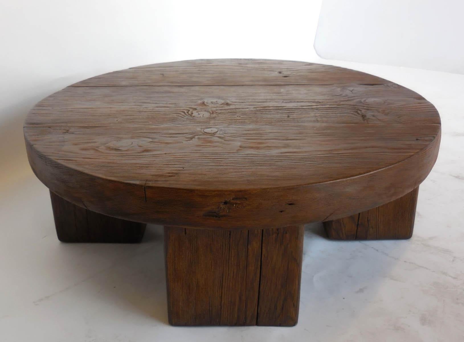 reclaimed wood round coffee table