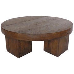 CUSTOM Reclaimed Wood Rustic Chunky Round Coffee Table