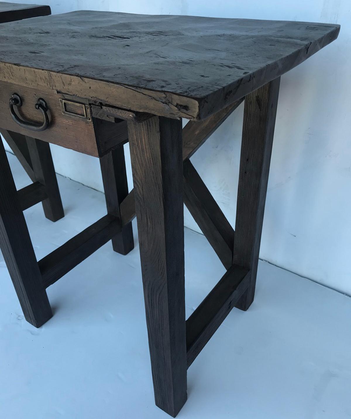 Reclaimed Wood Side Tables or Nightstands with Drawers 3