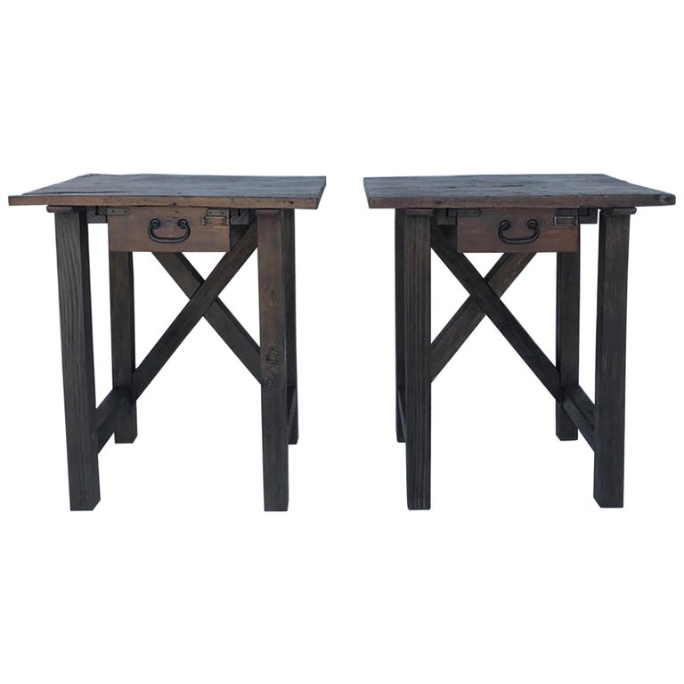 Reclaimed Wood Side Tables Or, Reclaimed Wood Side Table With Drawer