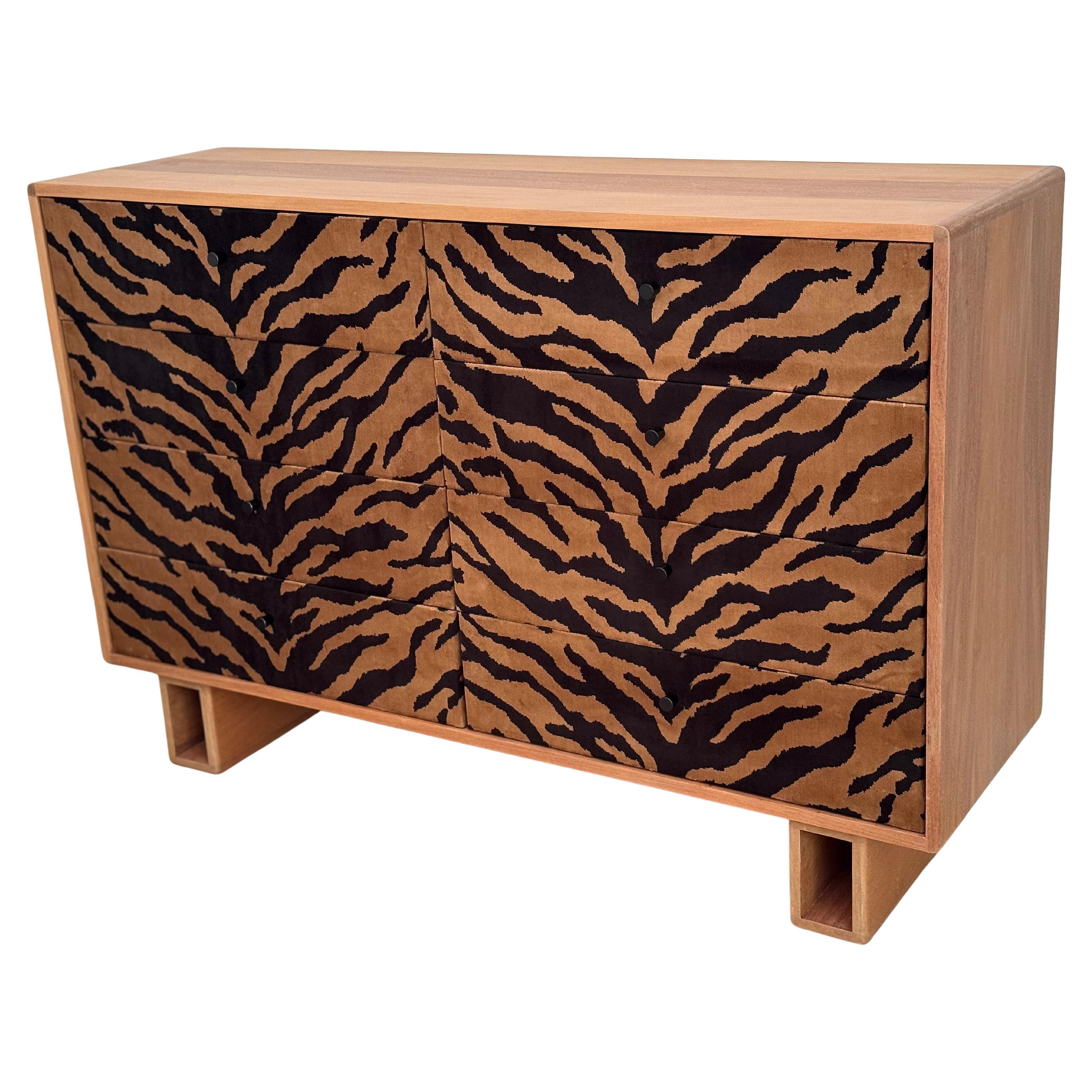 Reclaimed Wood Tiger Velvet Dresser, Designed and Handcrafted by Rafael Calvo