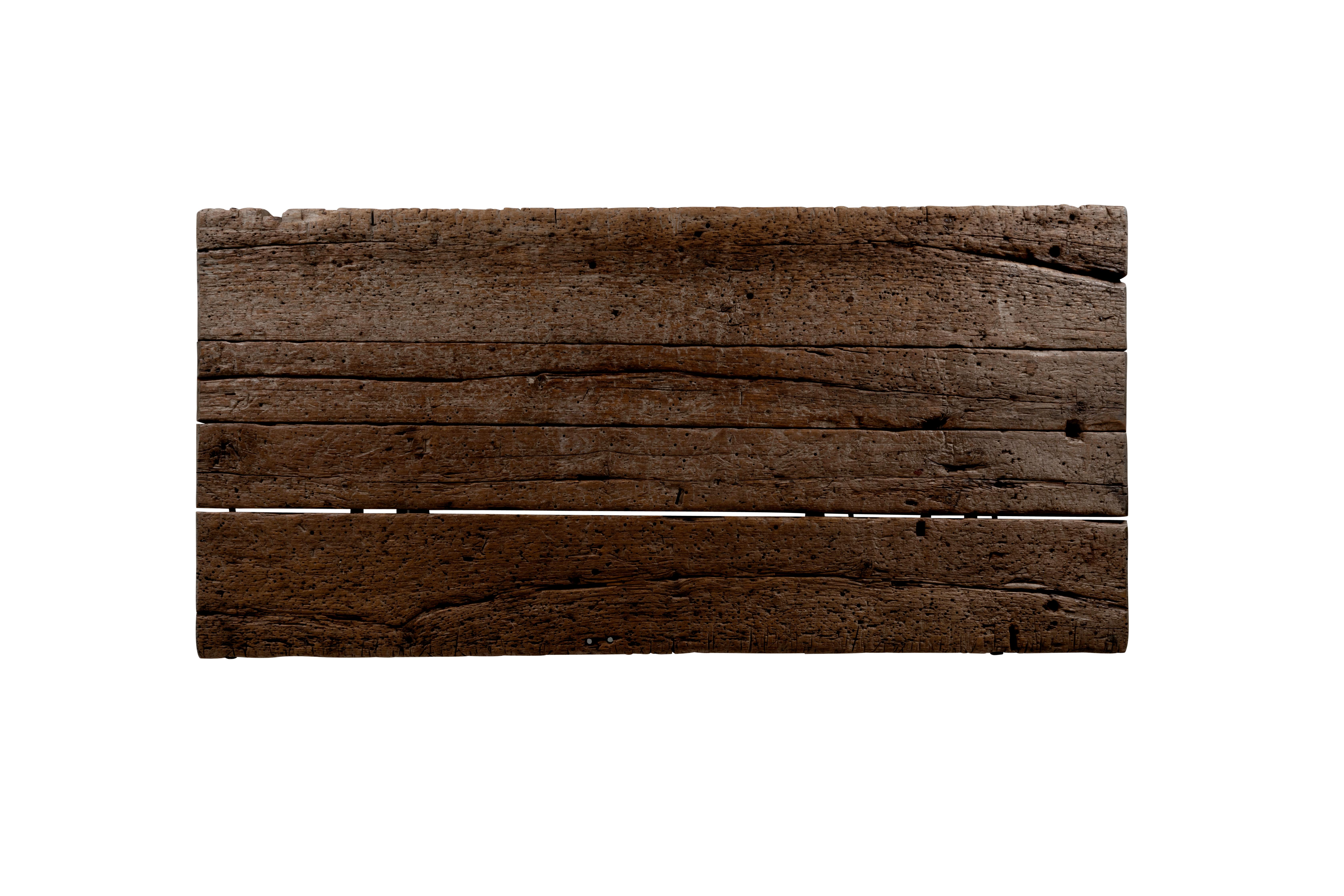 Reclaimed Wood Top Couchtisch mit Metallfuß (20. Jahrhundert) im Angebot