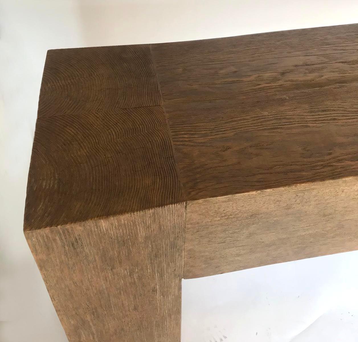 Reclaimed Wood Waterfall Console by Dos Gallos Studio - AVAILABLE NOW! For Sale 2