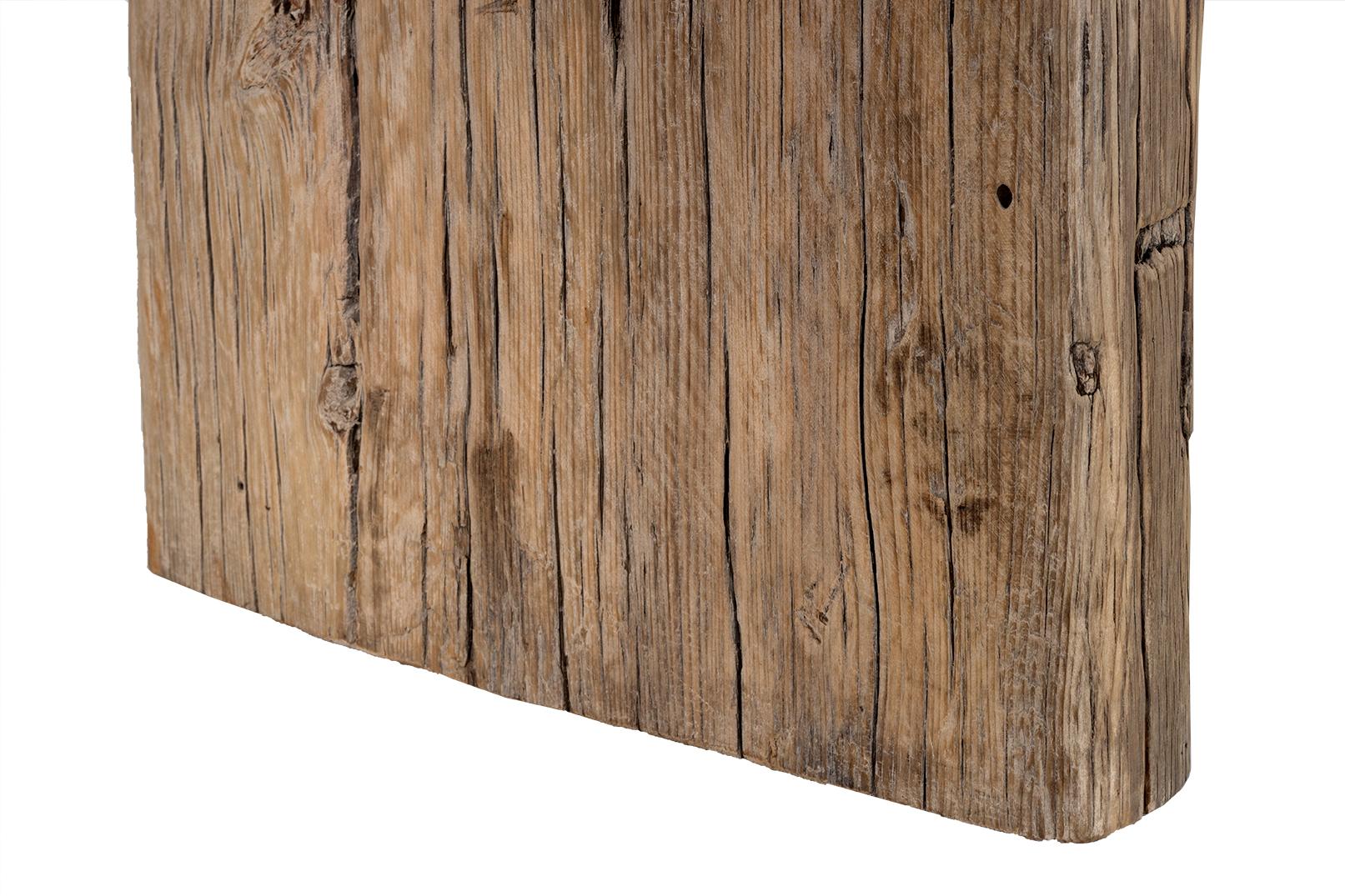 Organic Modern Reclaimed Wood Waterfall Console For Sale