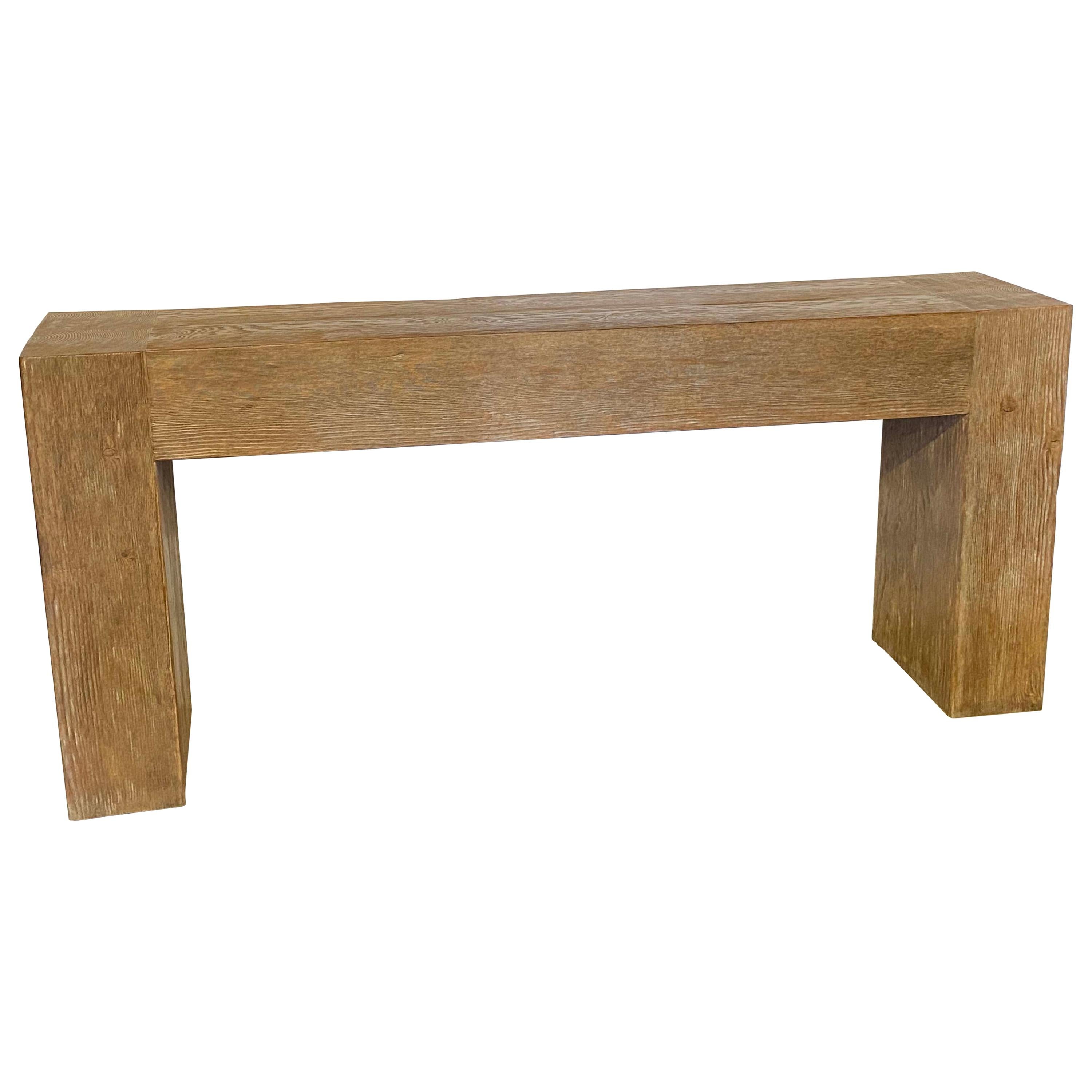 Reclaimed Wood Waterfall Console by Dos Gallos Studio For Sale