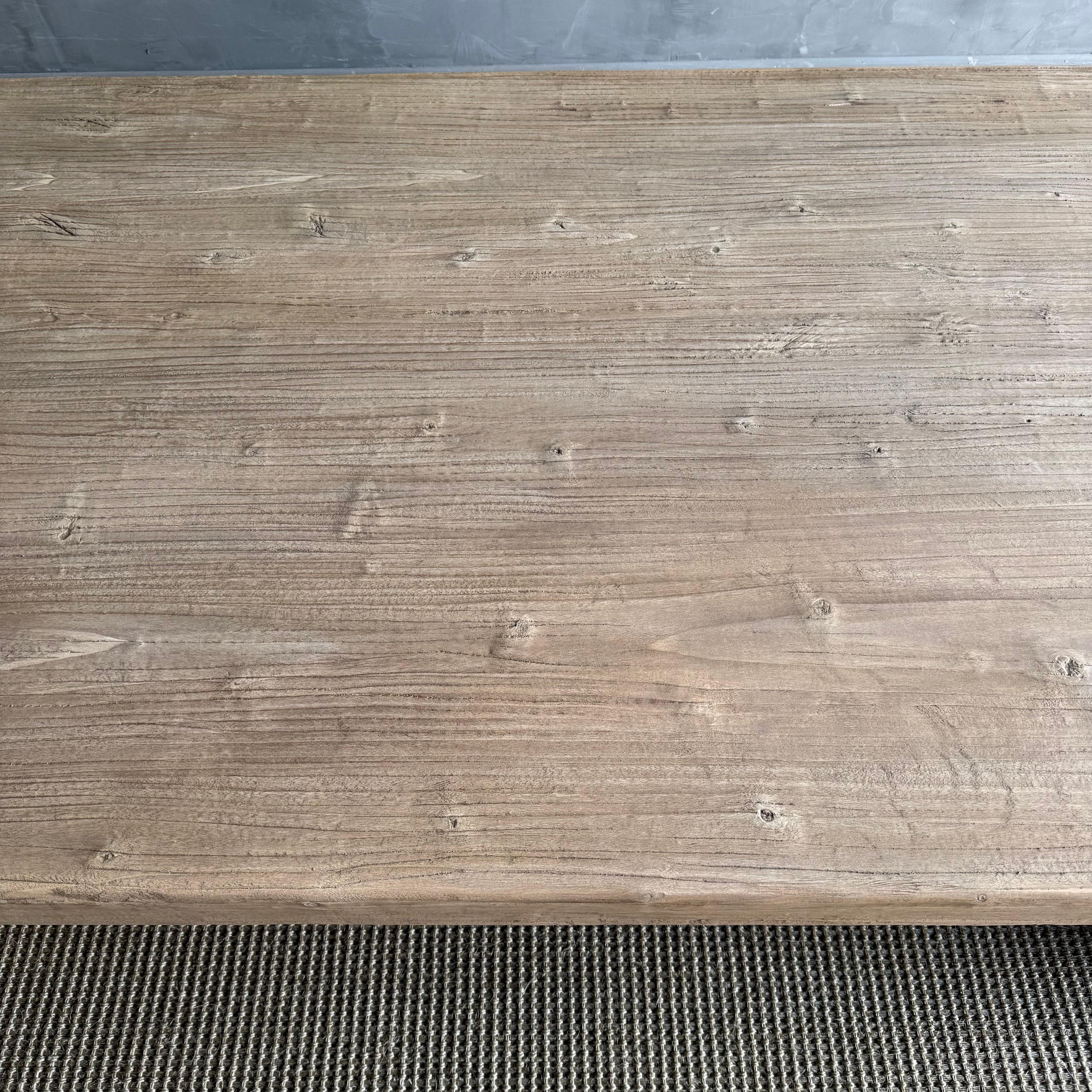 Contemporary Reclaimed Wood Waterfall Style Coffee Table For Sale