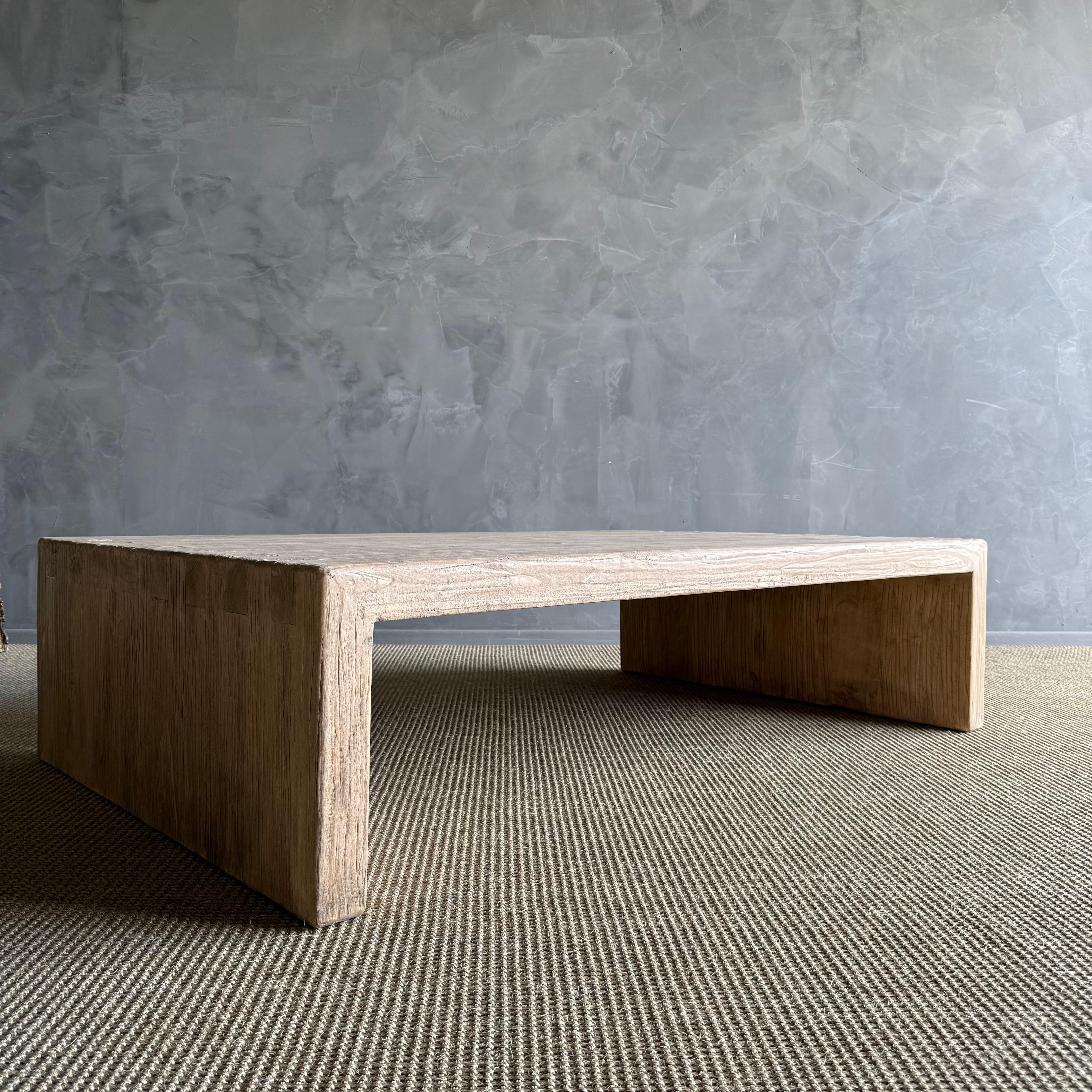 Reclaimed Wood Waterfall Style Coffee Table For Sale 1