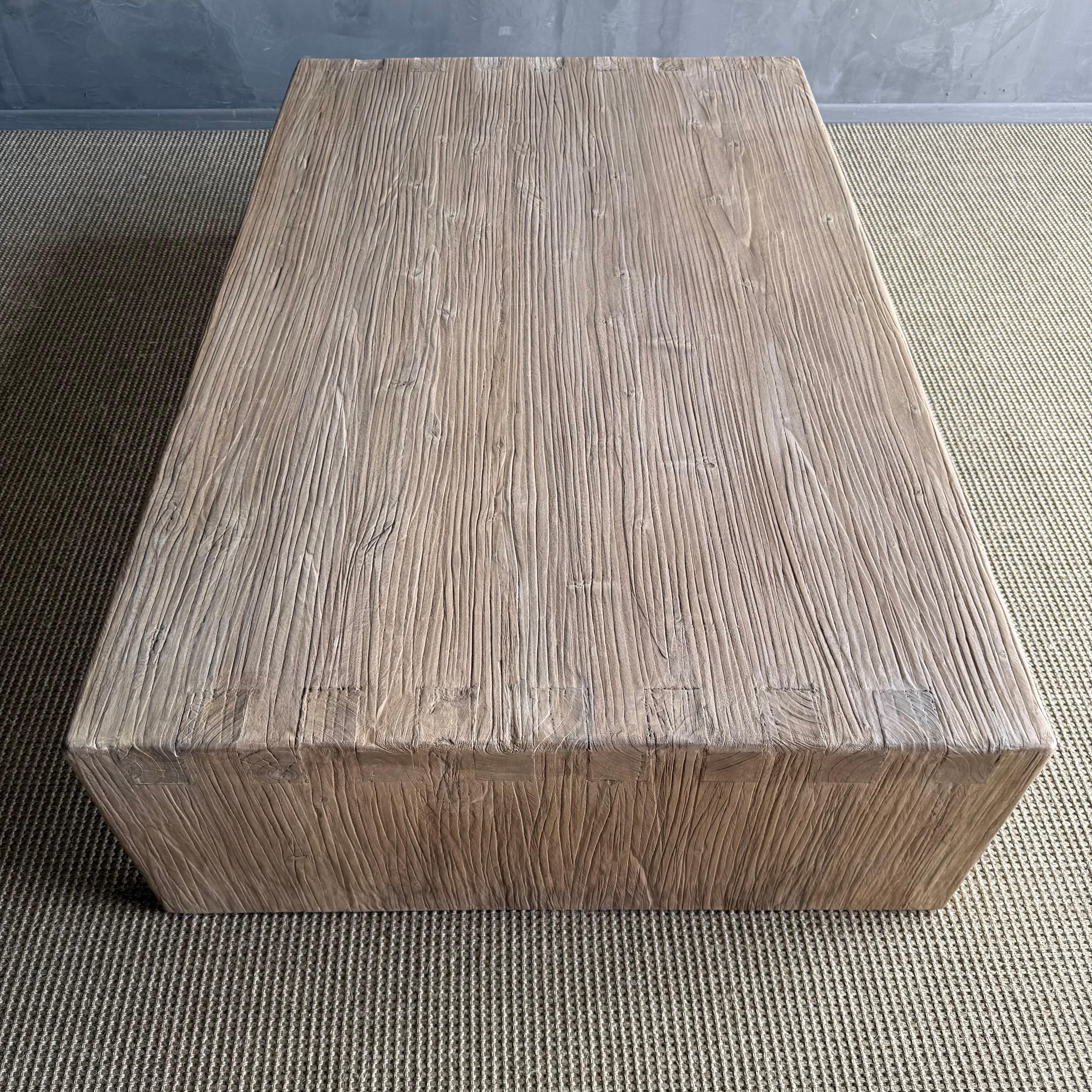 Reclaimed Wood Waterfall Style Coffee Table For Sale 3